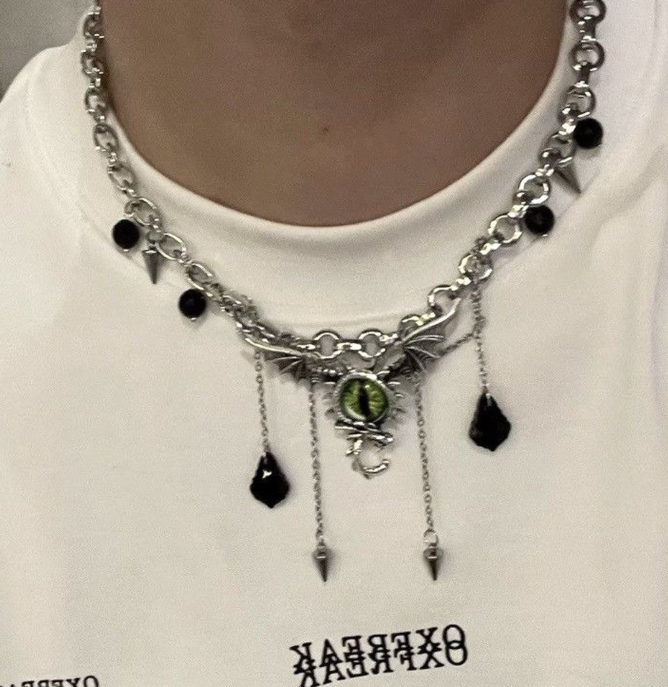 Japanese Brand × Jewelry Retro streetwear punk evil eye rivet spike chain necklace Size ONE SIZE - 2 Thumbnail