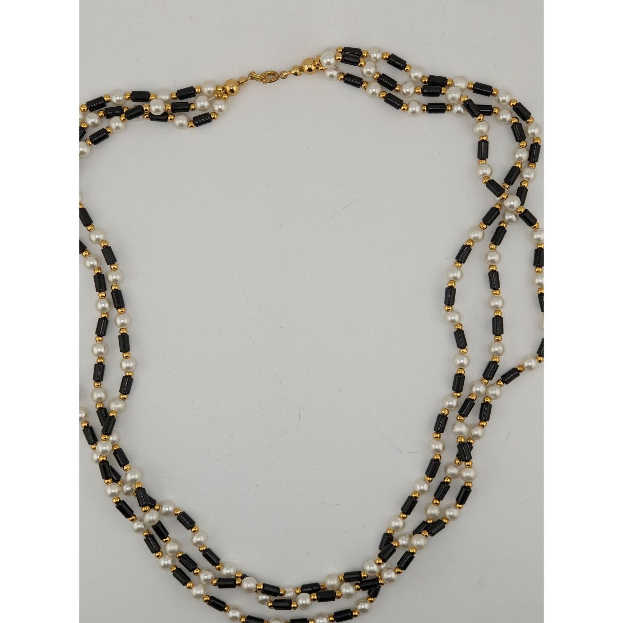 Other Vintage Multi-Strand Faux Pearl & Black Bead Necklace Size ONE SIZE - 5 Thumbnail