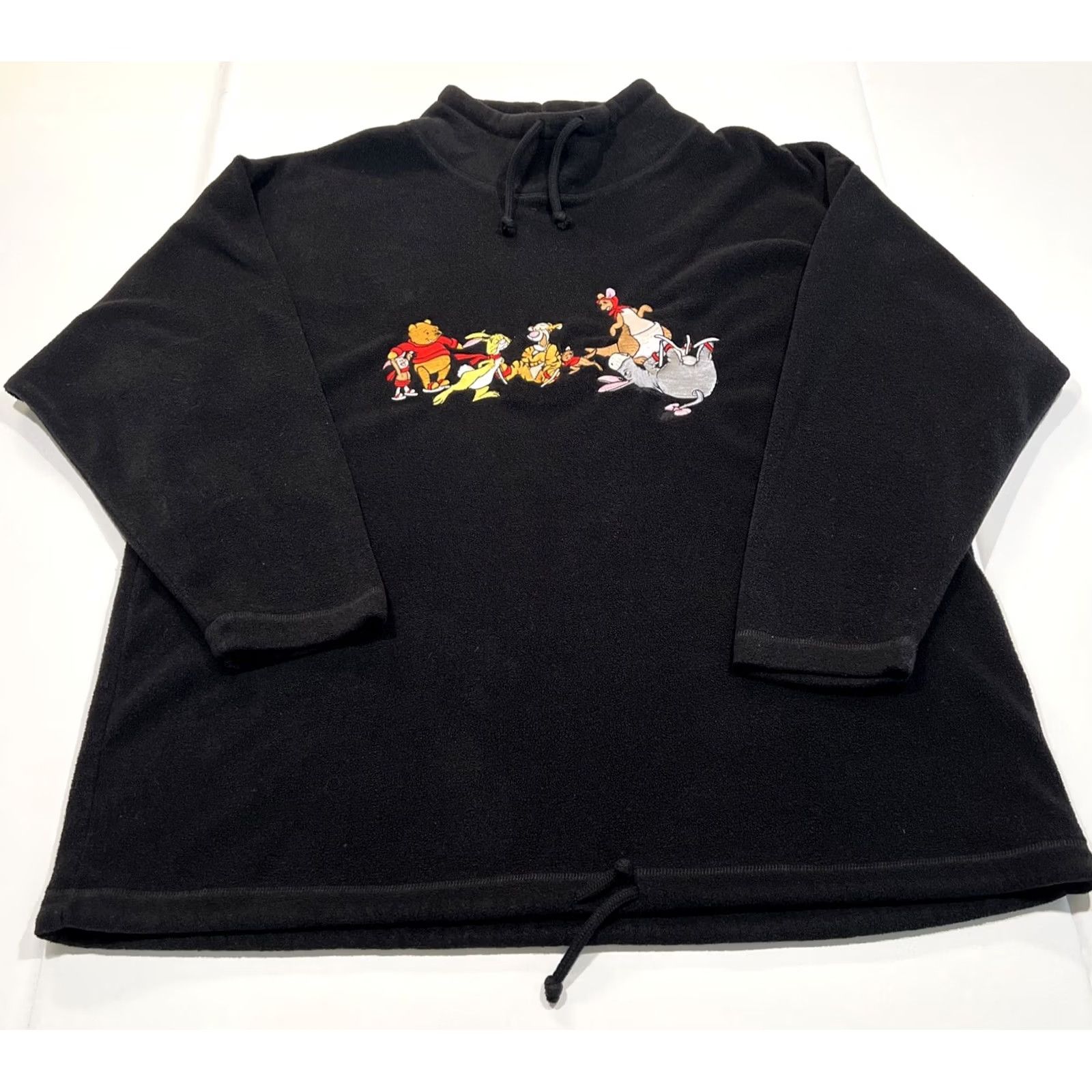Mickey & Co. Winnie The Pooh Gang Ice Skating Pullover Fleece Black Cowl Collar Size M Womens Sweatshirt Size M / US 6-8 / IT 42-44 - 2 Thumbnail
