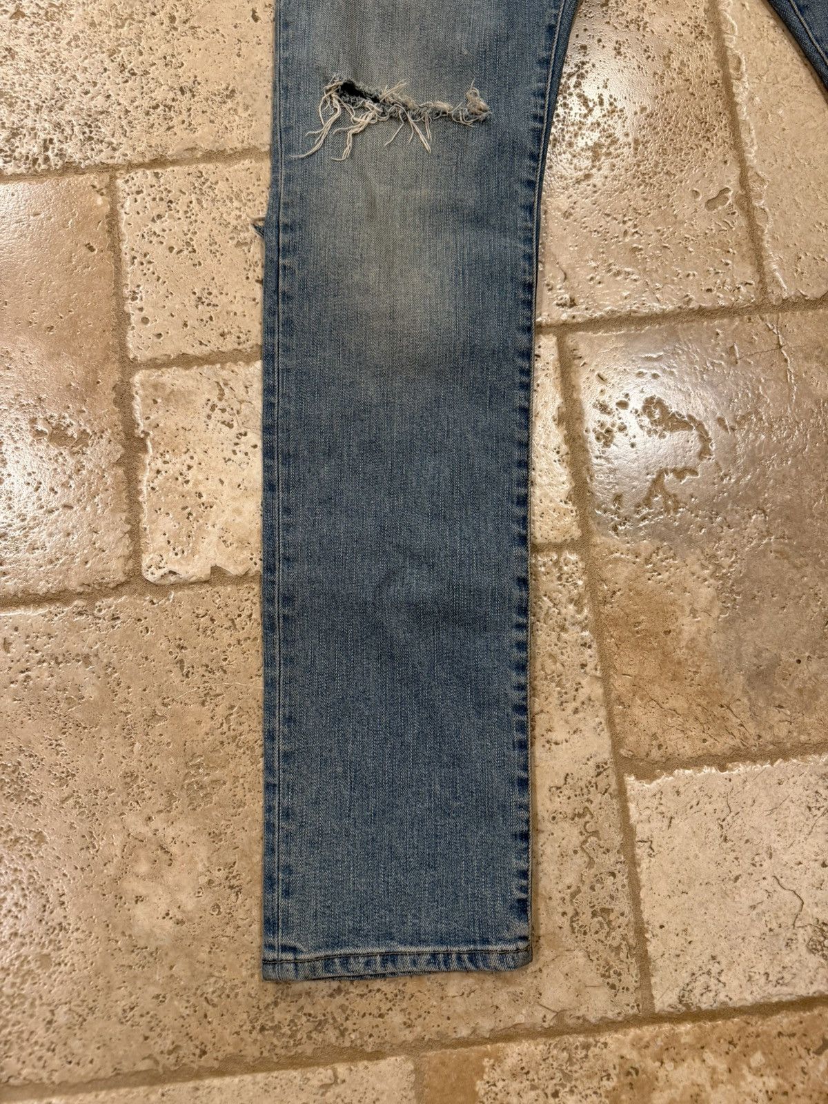 Saint Laurent Paris Saint Laurent x Hedi FW14 Knee Cut Slit Blue Wash D02 Denim Size US 34 / EU 50 - 4 Thumbnail
