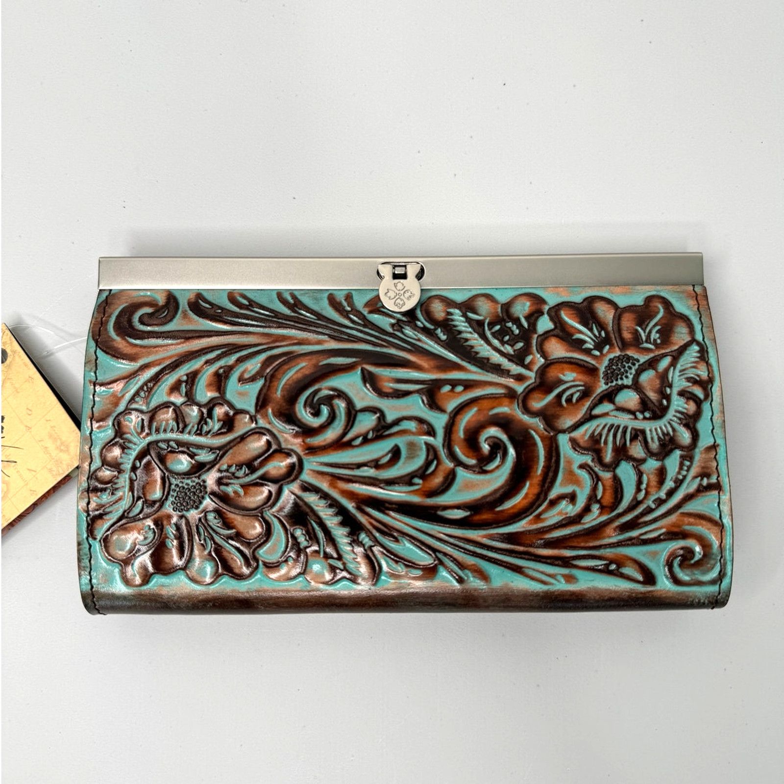Patricia Nash NEW Patricia Nash Cauchy Wallet in Tooled Turquoise & Brown Size ONE SIZE - 1 Thumbnail