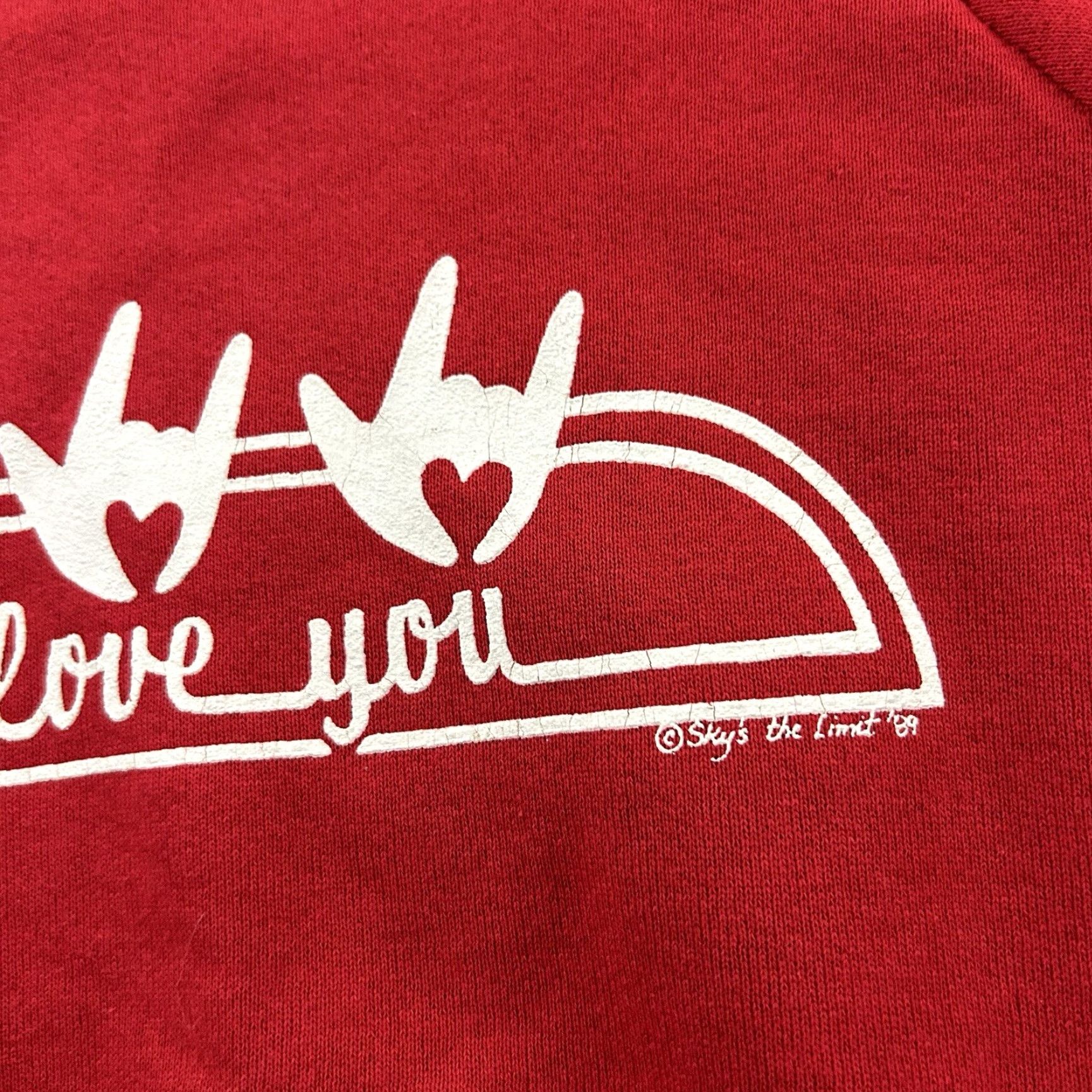 Fruit Of The Loom Vintage I Love You Sign Language Crewneck Sweatshirt Men’s Small Red FOTL Shirt Size US S / EU 44-46 / 1 - 3 Thumbnail