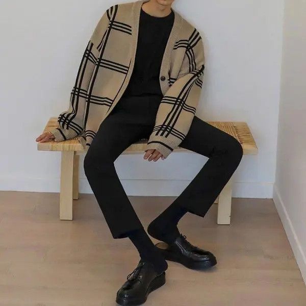 VIBE Flannel Beige Cardigan Sweater Size US M / EU 48-50 / 2 - 2 Thumbnail