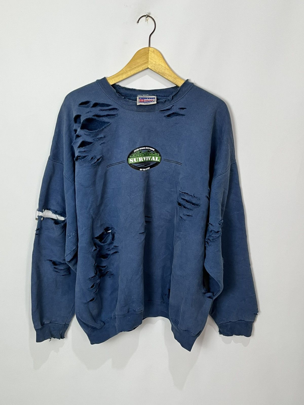 Hanes Crazy distressed Vintage Sweatshirt hanes Size US XL / EU 56 / 4 - 1 Thumbnail