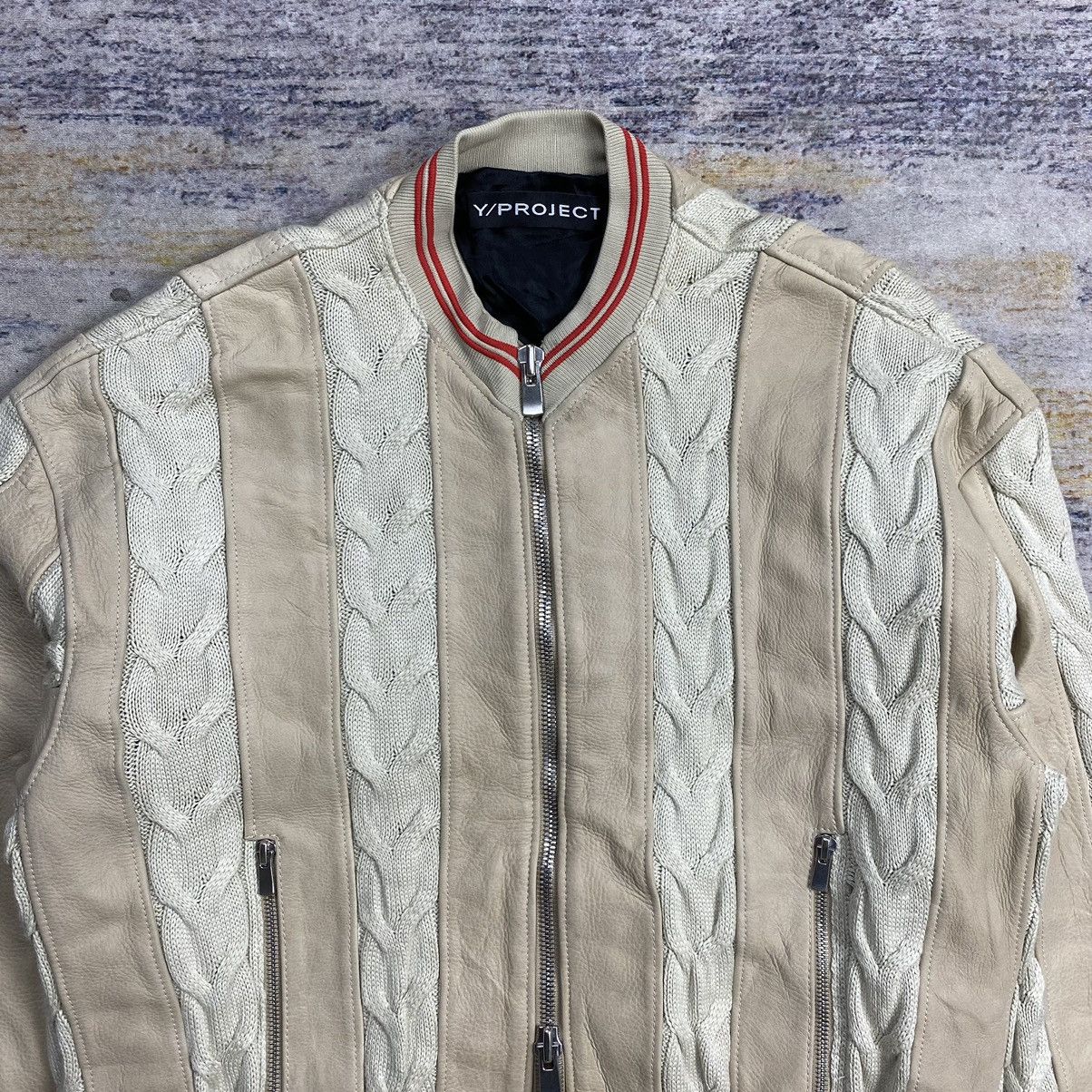 Y/Project Y/Project cable knit mix leather bomber jacket Size US M / EU 48-50 / 2 - 3 Thumbnail