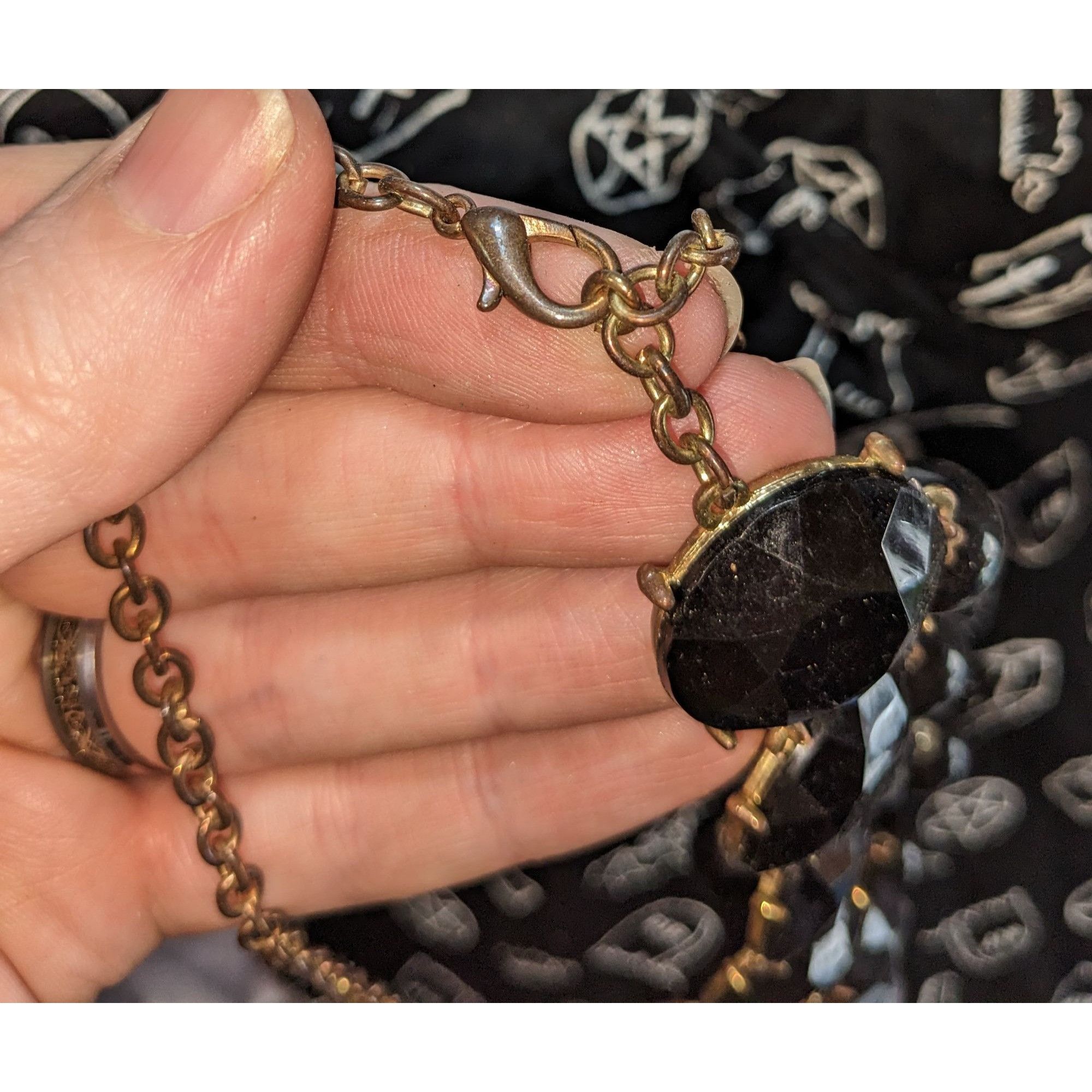 Other Glam Goth Statement Necklace With Black Faceted Gems Size ONE SIZE - 3 Thumbnail