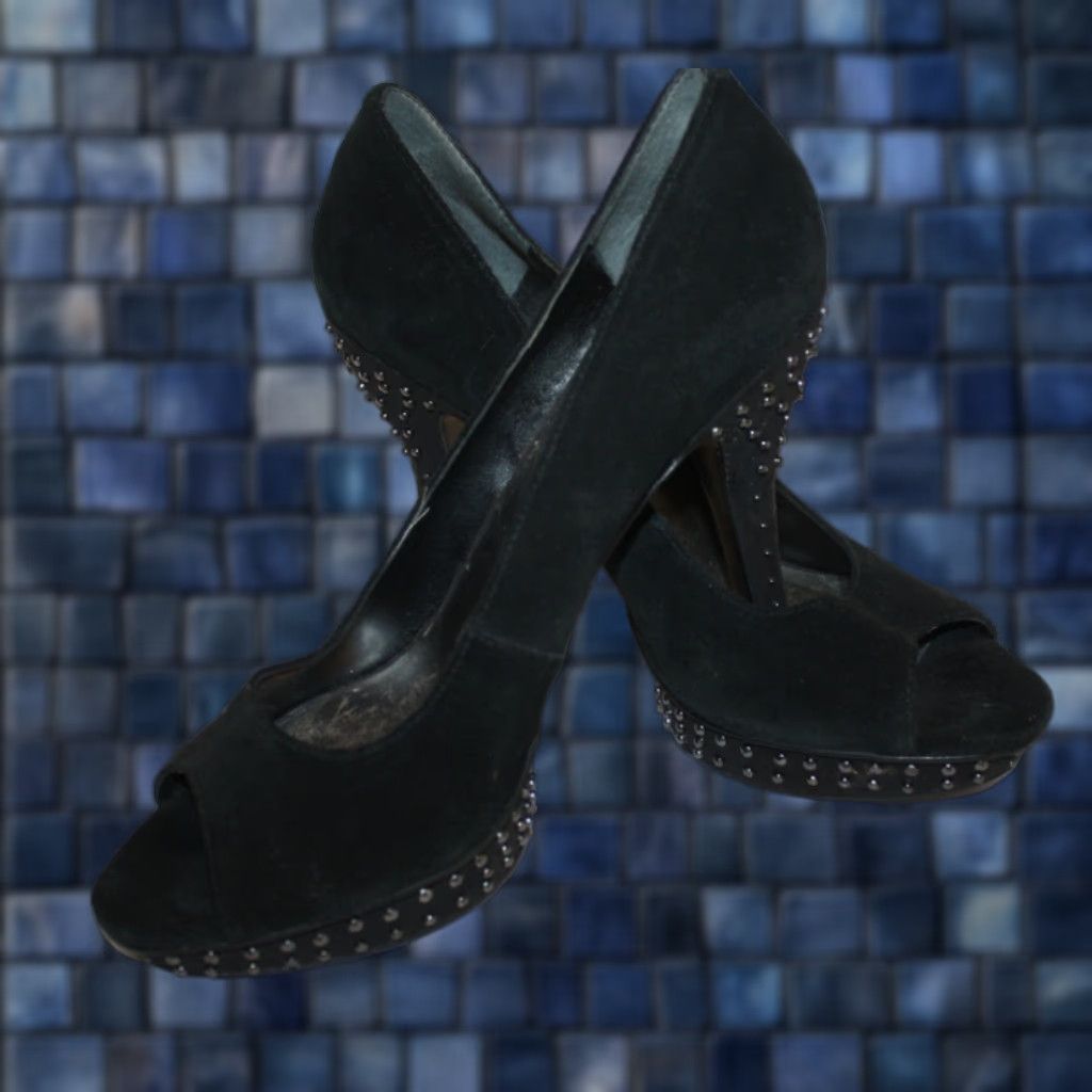 Nine West Nine West Suede Black 4 inch Heel Size 10 Open Toe High Heel Womens Size US 10 / IT 40 - 1 Thumbnail