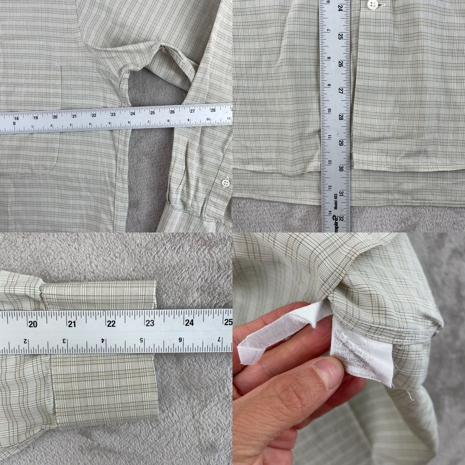 Salvatore Ferragamo VINTAGE Salvatore Ferragamo Shirt Men 16 Beige Gray Plaid Long Sleeve Made Italy Shirt Size US L / EU 52-54 / 3 - 9 Thumbnail