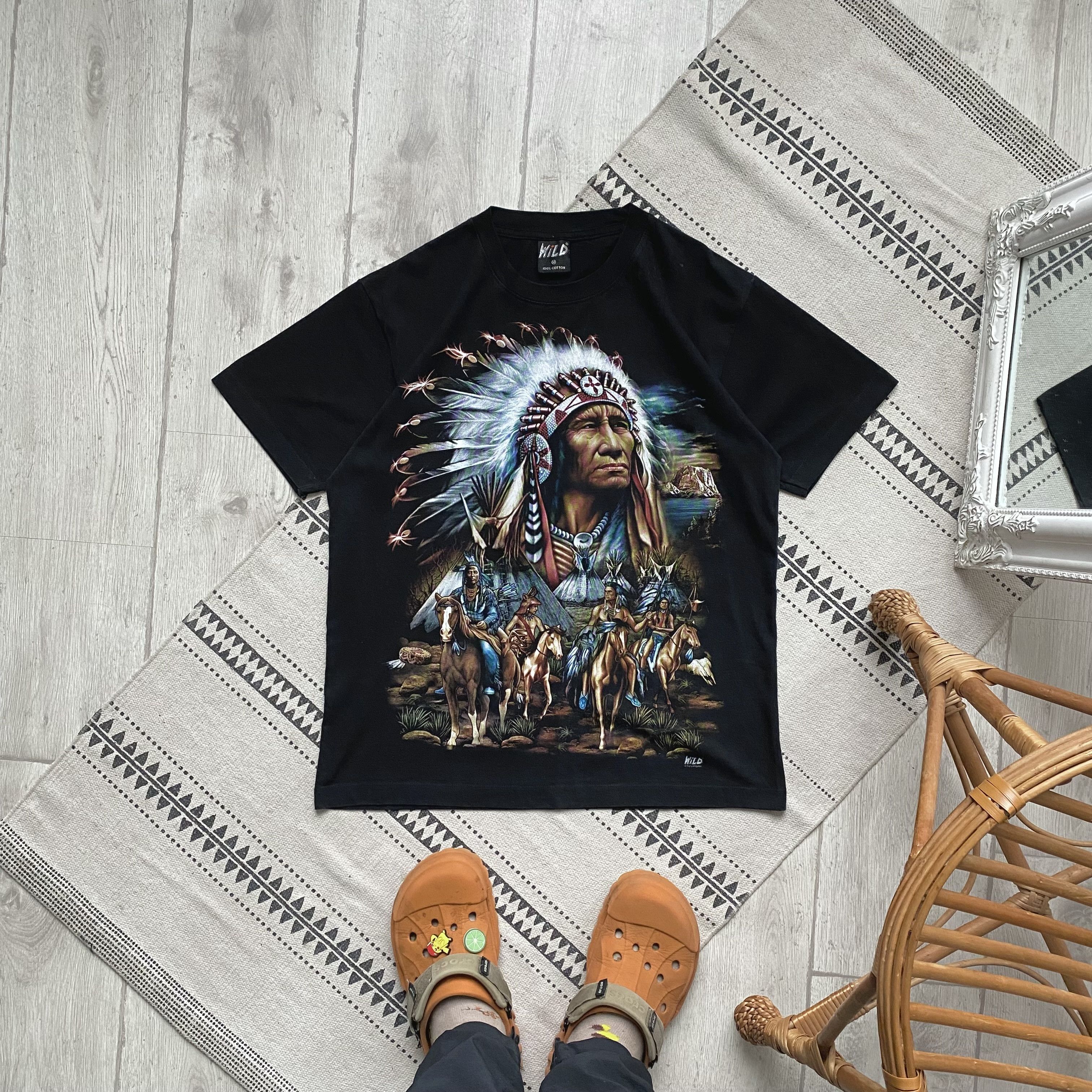 Vintage 🐴 Vintage Native American Indian logo tee Wild Horse Wolf Size US M / EU 48-50 / 2 - 1 Thumbnail