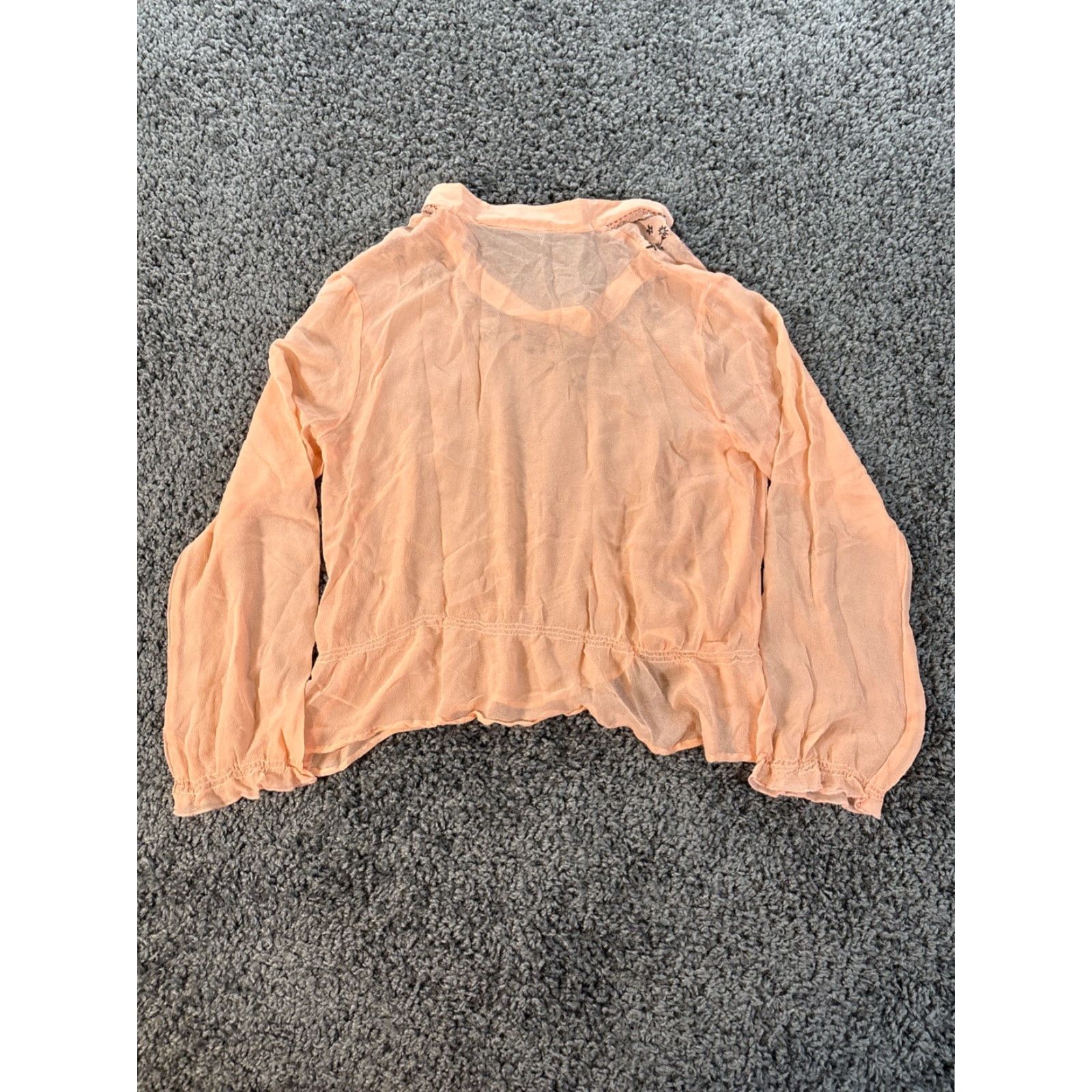 Vintage VINTAGE Studio Blouse Women's Large Pink Silk Sheer Embroidered Floral Fairy L Long Sleeve V-Neck Mens? Womens Size L / US 10 / IT 46 - 5 Thumbnail