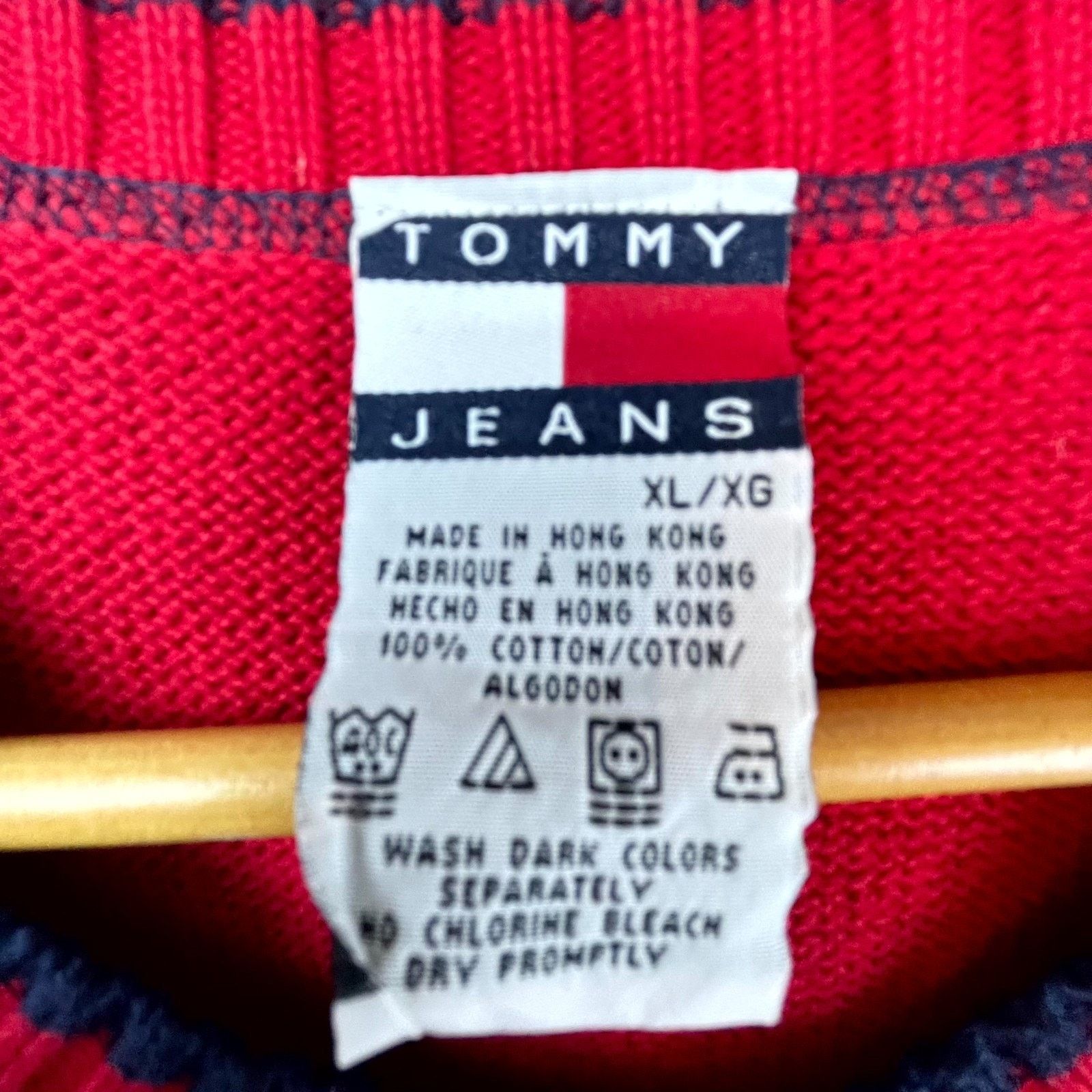 Tommy Hilfiger Vintage Tommy Hilfiger Sweater Dress XL Red Navy Knit Preppy Size XL / US 12-14 / IT 48-50 - 3 Thumbnail