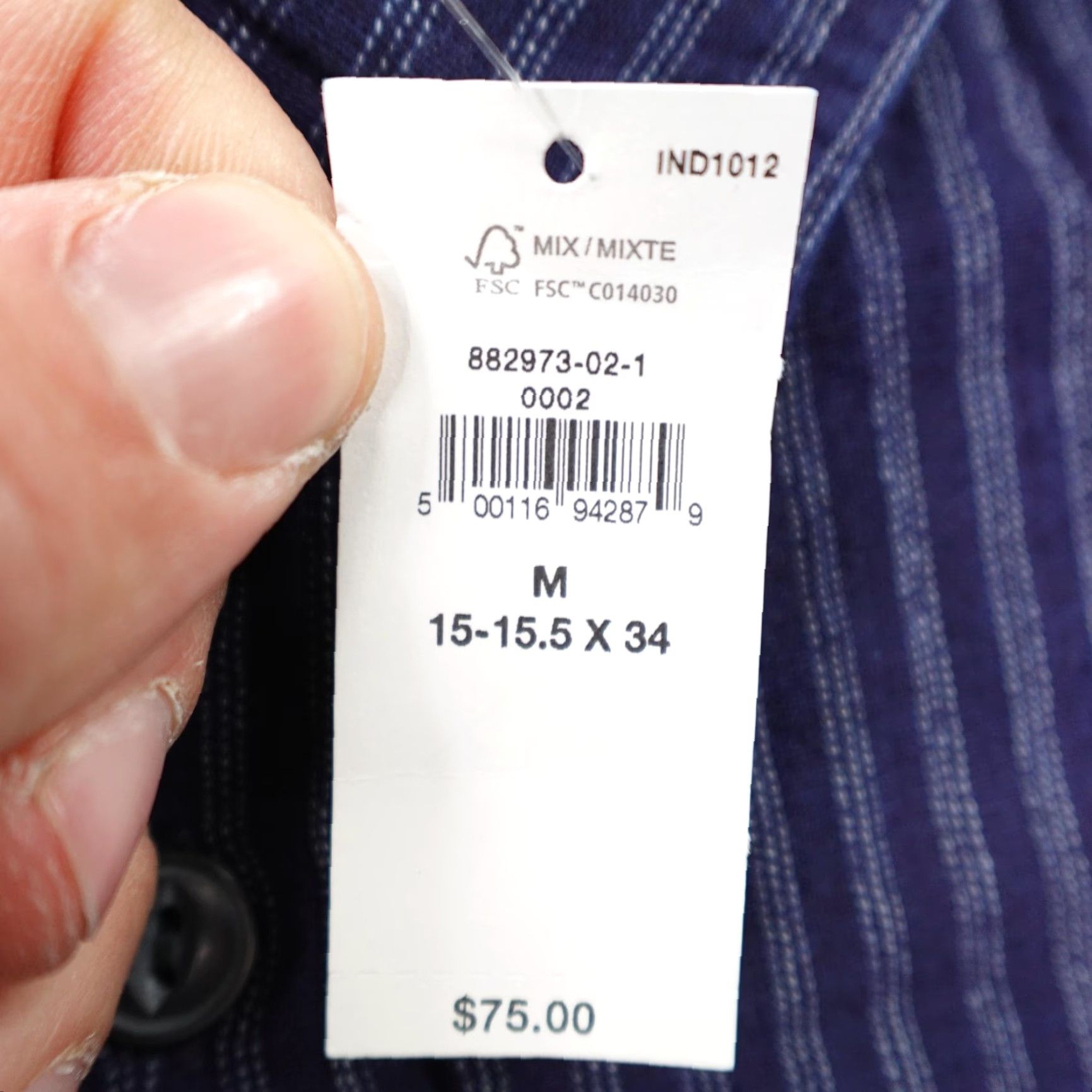 Banana Republic Banana Republic Shirt Men M Indigo Blue Striped Button-Up Long Sleeve — New with Tags, Casual/Workwear Size US M / EU 48-50 / 2 - 4 Thumbnail