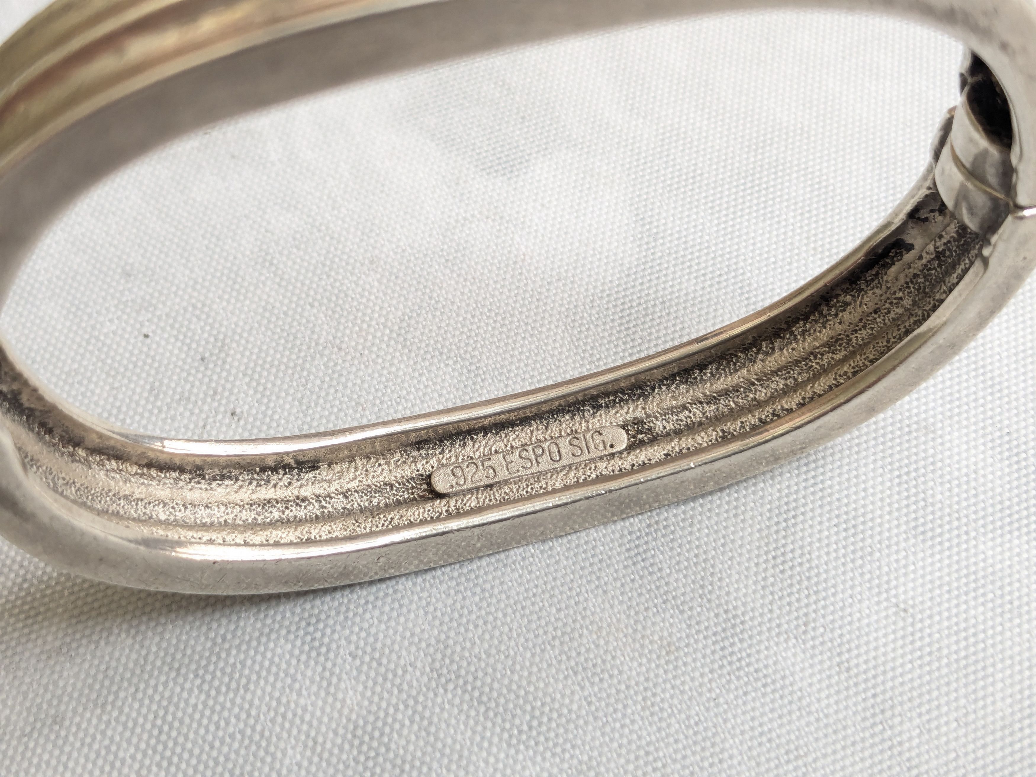 Jewelry Vintage Sterling Silver Bracelet Hinge 6.75" Espo Sig Size ONE SIZE - 8 Thumbnail