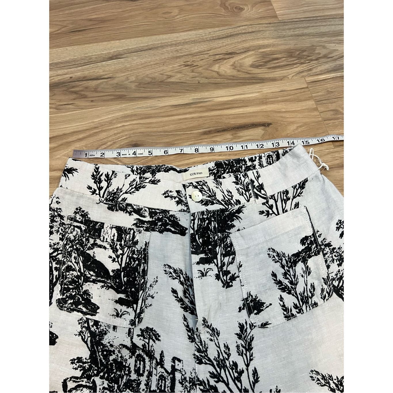 Joie Joie NWT Pants Wide Leg Linen Tree Printed Ivory/Black Pocke Size 32" / US 10 / IT 46 - 5 Thumbnail