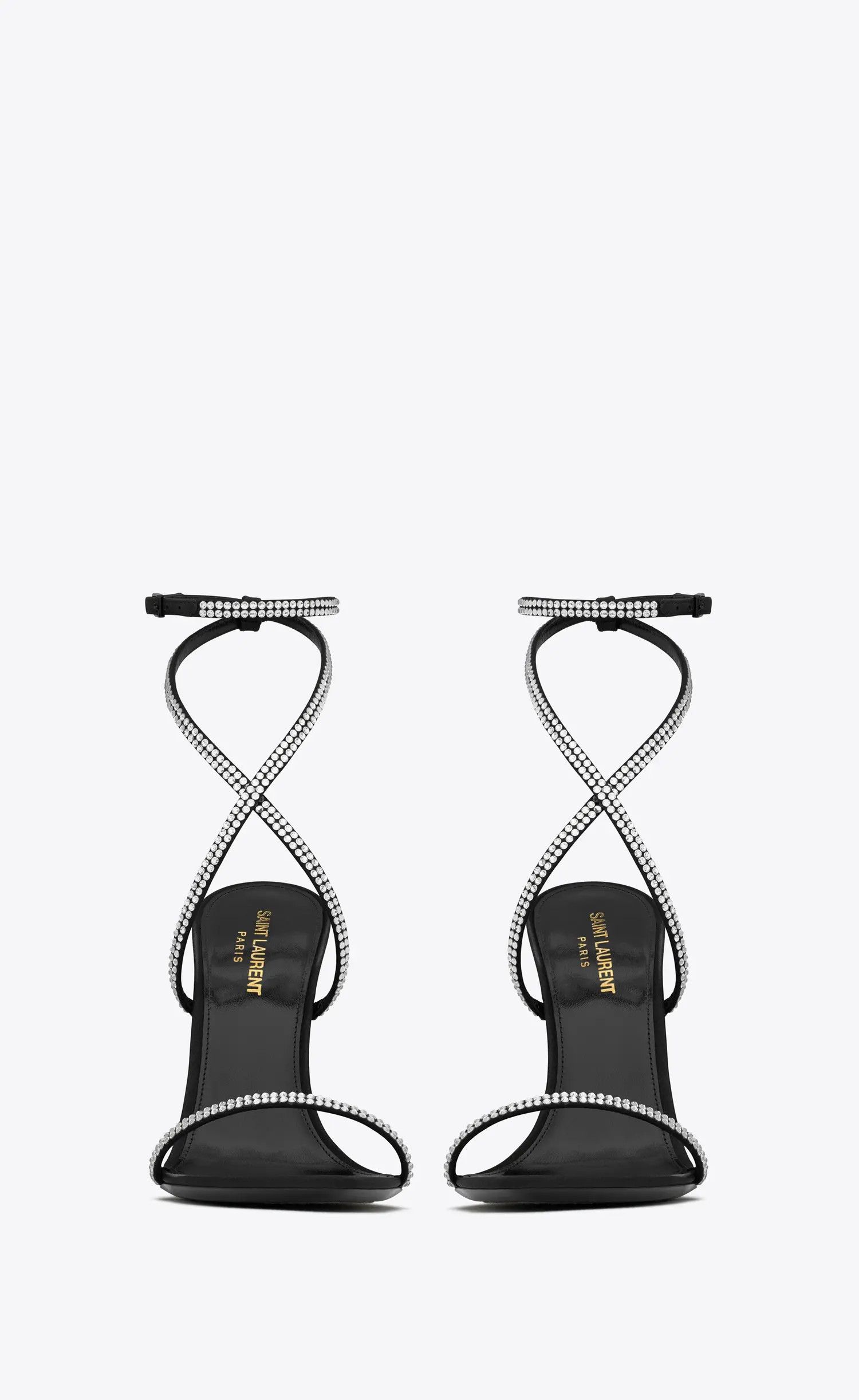 Saint Laurent Paris o1b1hav110225 717619 Georgia Sandals Crepe Satin Rhinestones Size US 12 / IT 42 - 2 Thumbnail
