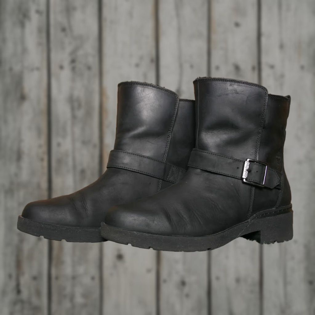 Timberland TIMBERLAND Graceyn Black Faux Fur Lined Waterproof Biker Boots Sz. 8 Womens Leather Bootie 90s? Size US 6 / IT 36 - 1 Thumbnail