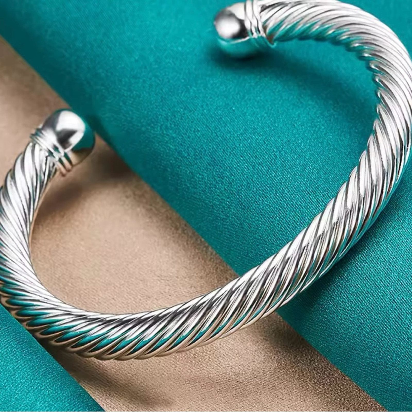 Other Sterling Silver Thick Bangle Bracelet for Woman Man Size ONE SIZE - 3 Thumbnail