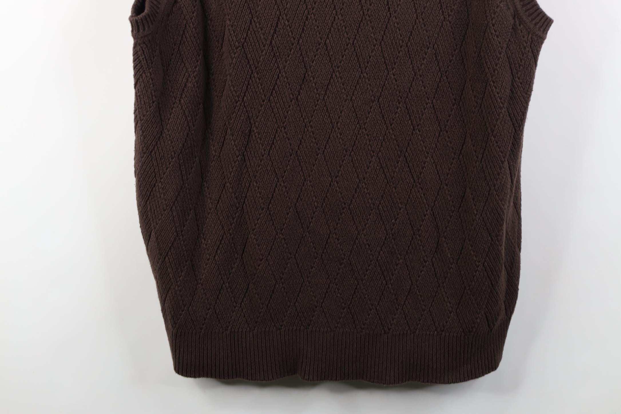 Vintage Vintage 90s Streetwear Diamond Weave Knit Sweater Vest Brown Size US XL / EU 56 / 4 - 3 Thumbnail