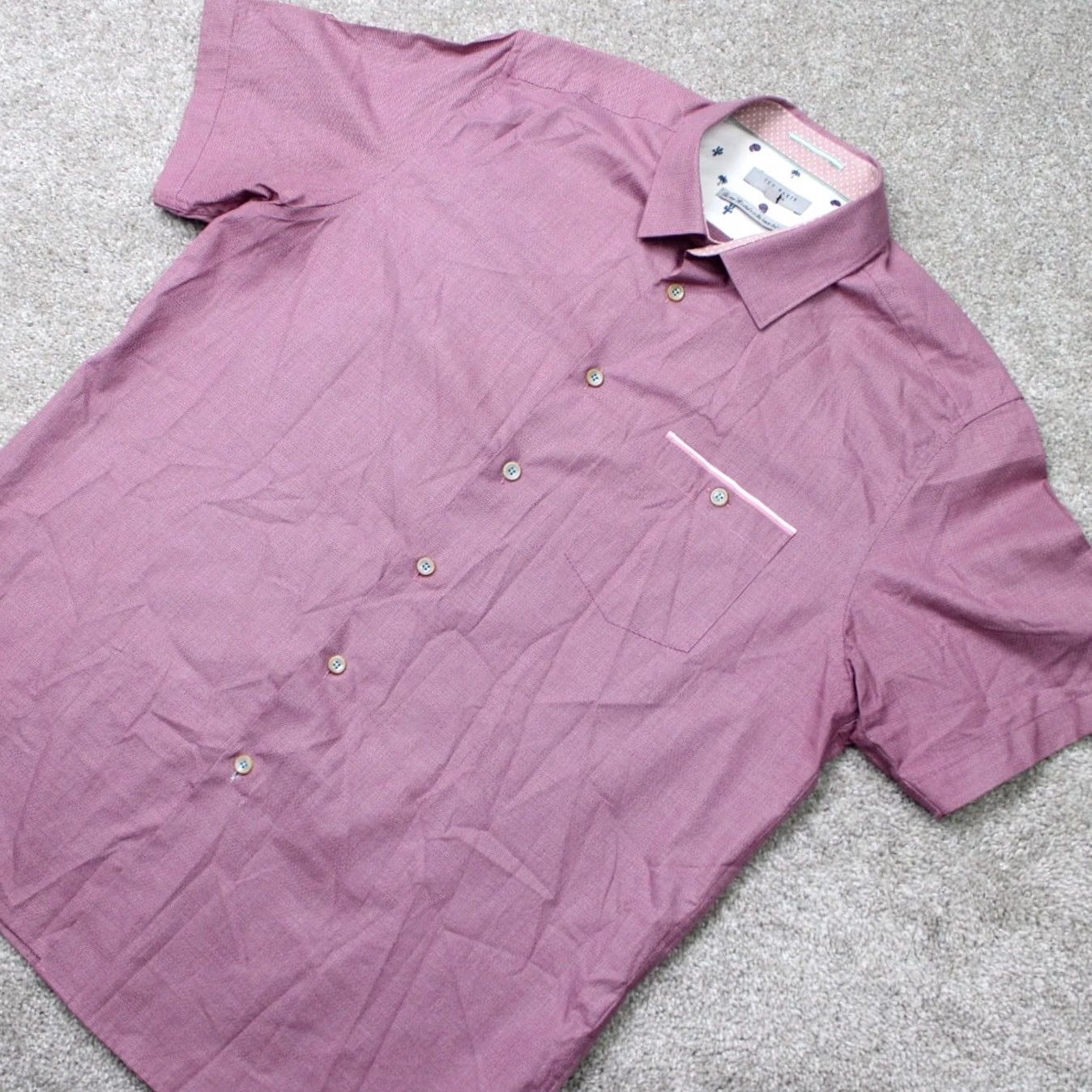 Ted Baker Ted Baker London Shirt Mens 2XL XXL Red 100% Cotton Short Sleeve Button Up Size US XXL / EU 58 / 5 - 4 Thumbnail