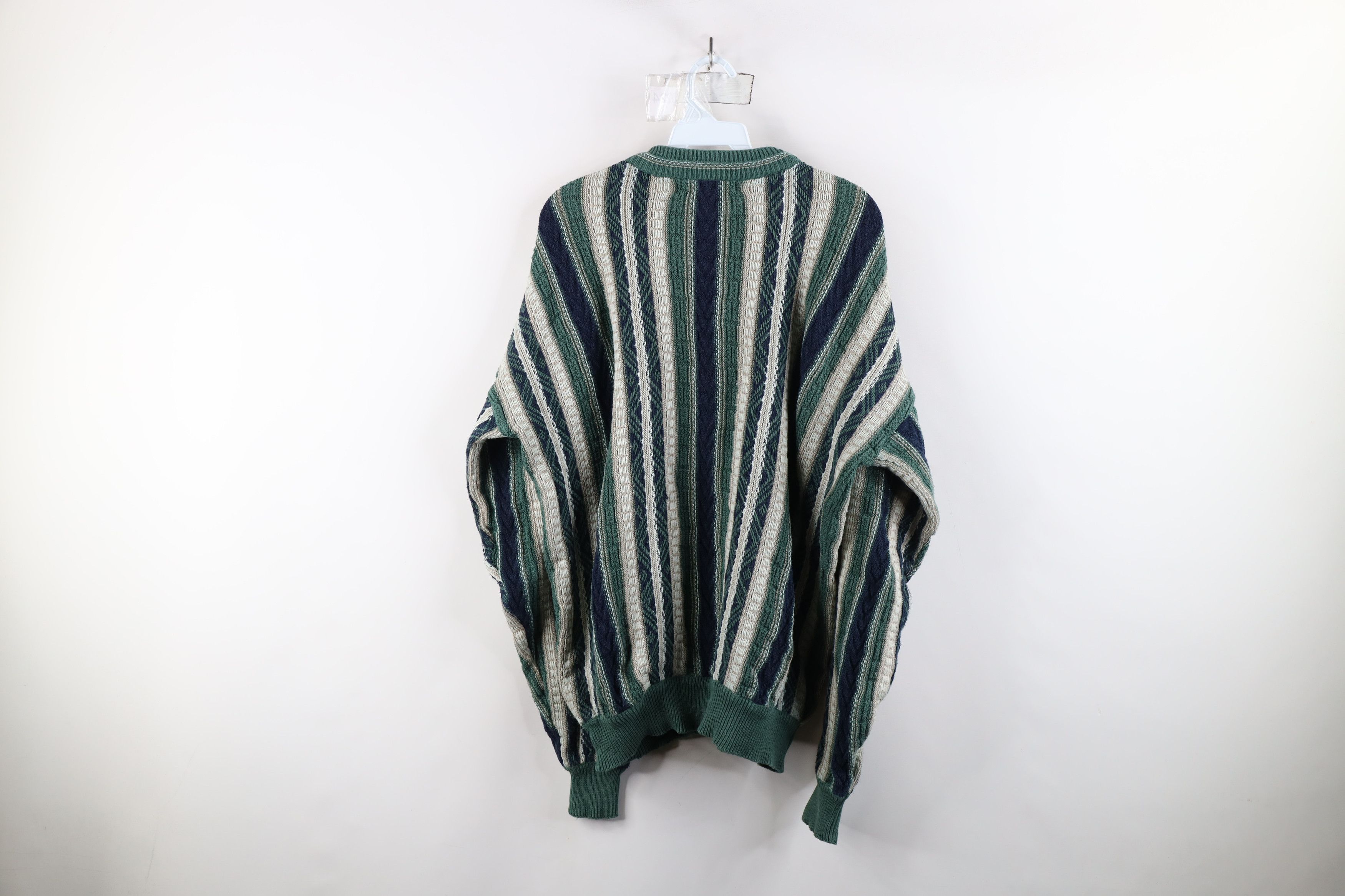 Vintage Vintage 90s Coogi Style Textured Striped Knit Sweater Size US L / EU 52-54 / 3 - 8 Thumbnail