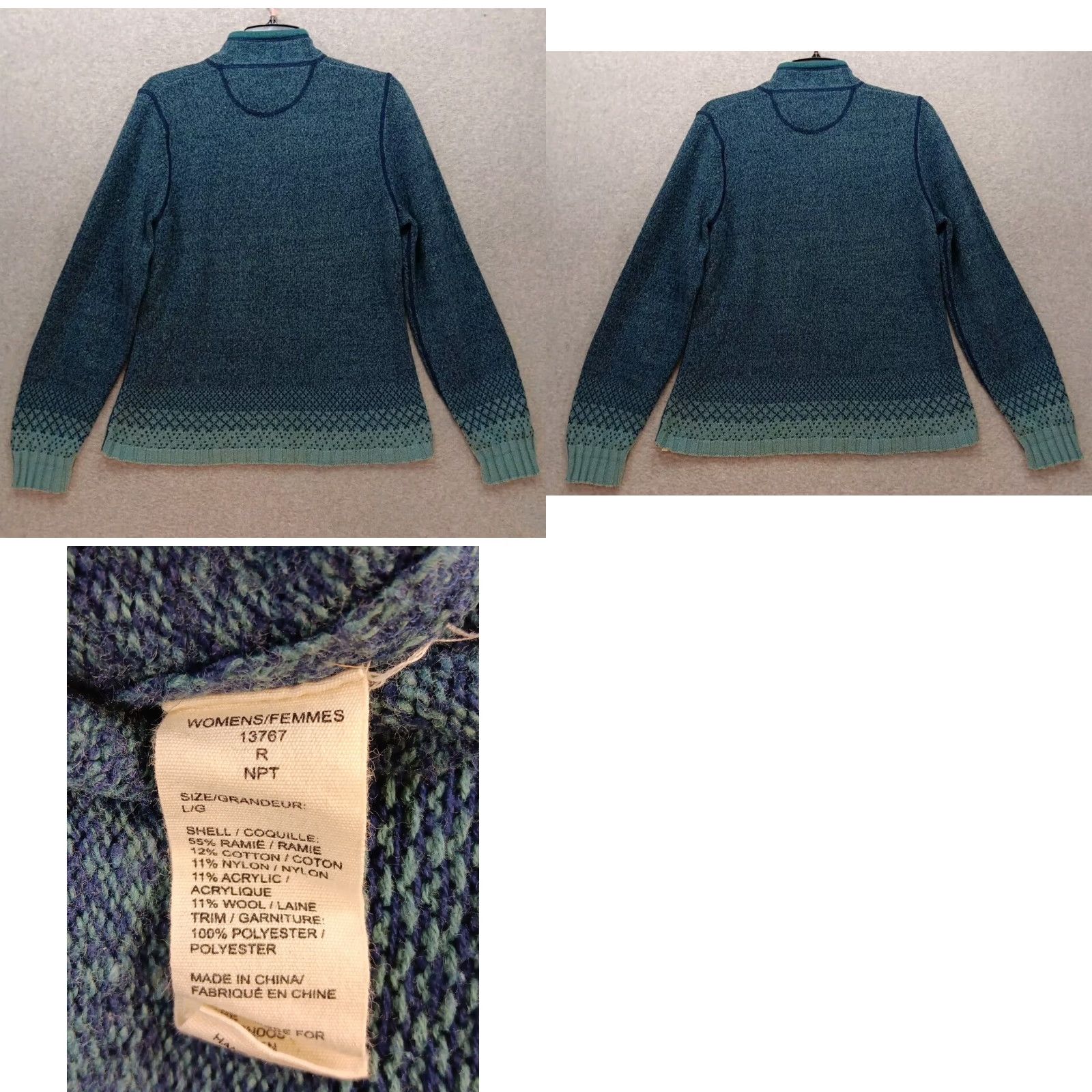 Vintage VTG Woolrich Women's Pullover Sweater Size L Blue 1/4 Zip Mock Neck Scalloped Hem Logo Long Sleeve Casual Workwear Travel Knitted Woolrich, Woolrich Size L / US 10 / IT 46 - 8 Thumbnail