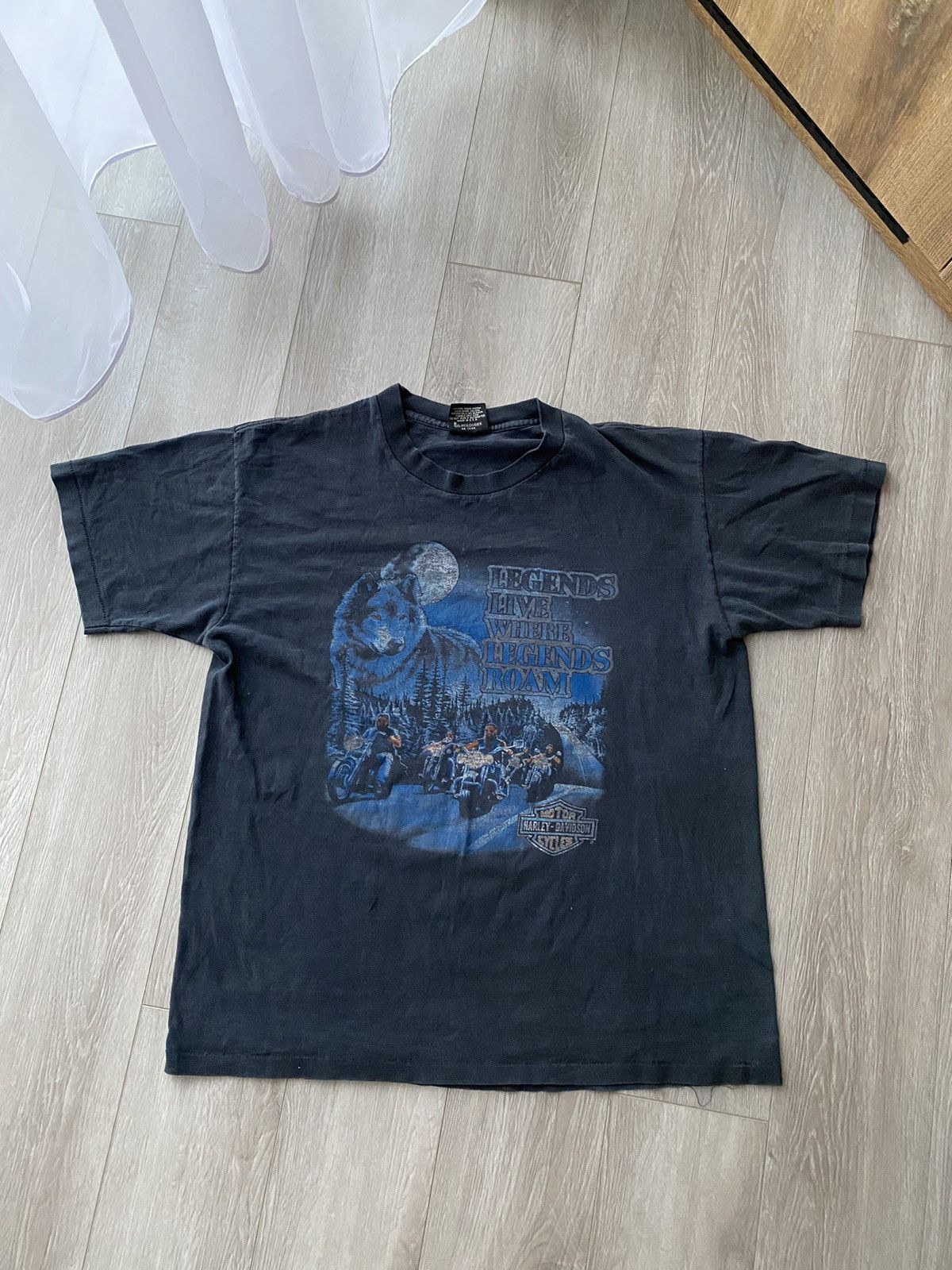 Harley Davidson 1991 Harley Davidson Wolf Pack Single Stitch T Shirt 90s Size US L / EU 52-54 / 3 - 1 Thumbnail