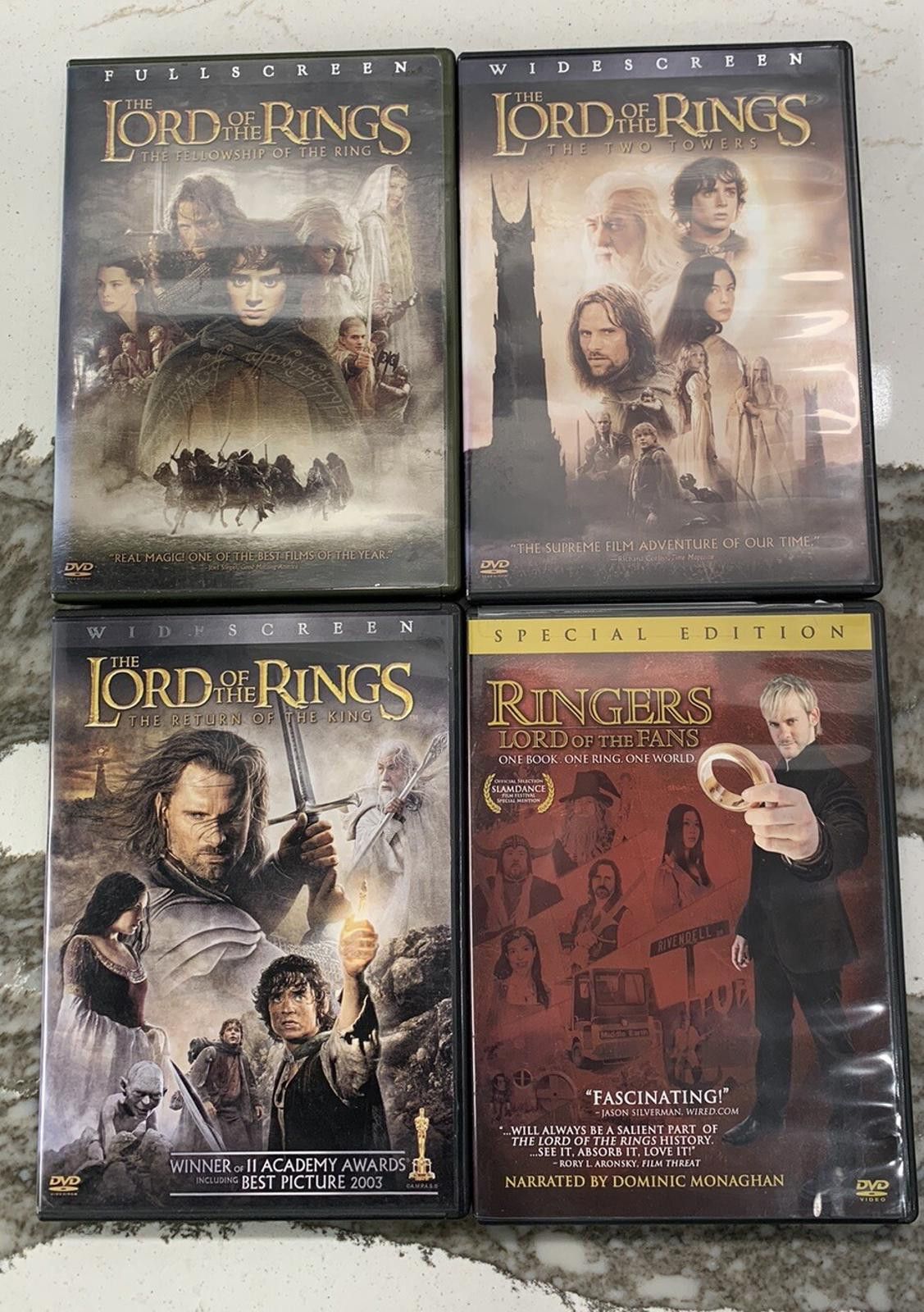 Lot 4 Dvd - Lord Of The Rings The Fellowship, Two Towers & R in Gray, Men's