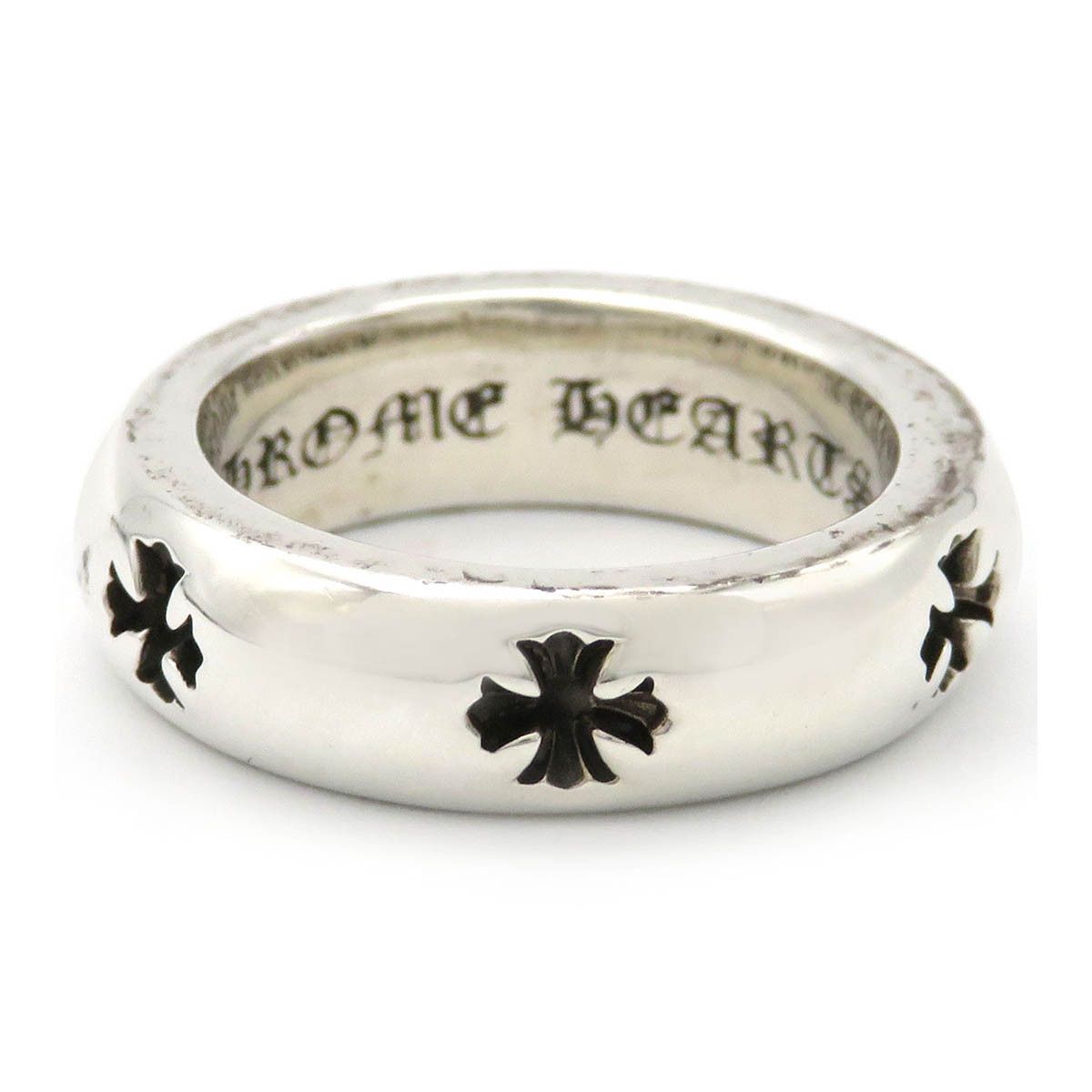 image of Chrome Hearts Plus Cutout Ring - Size 3 in Silver, Men's