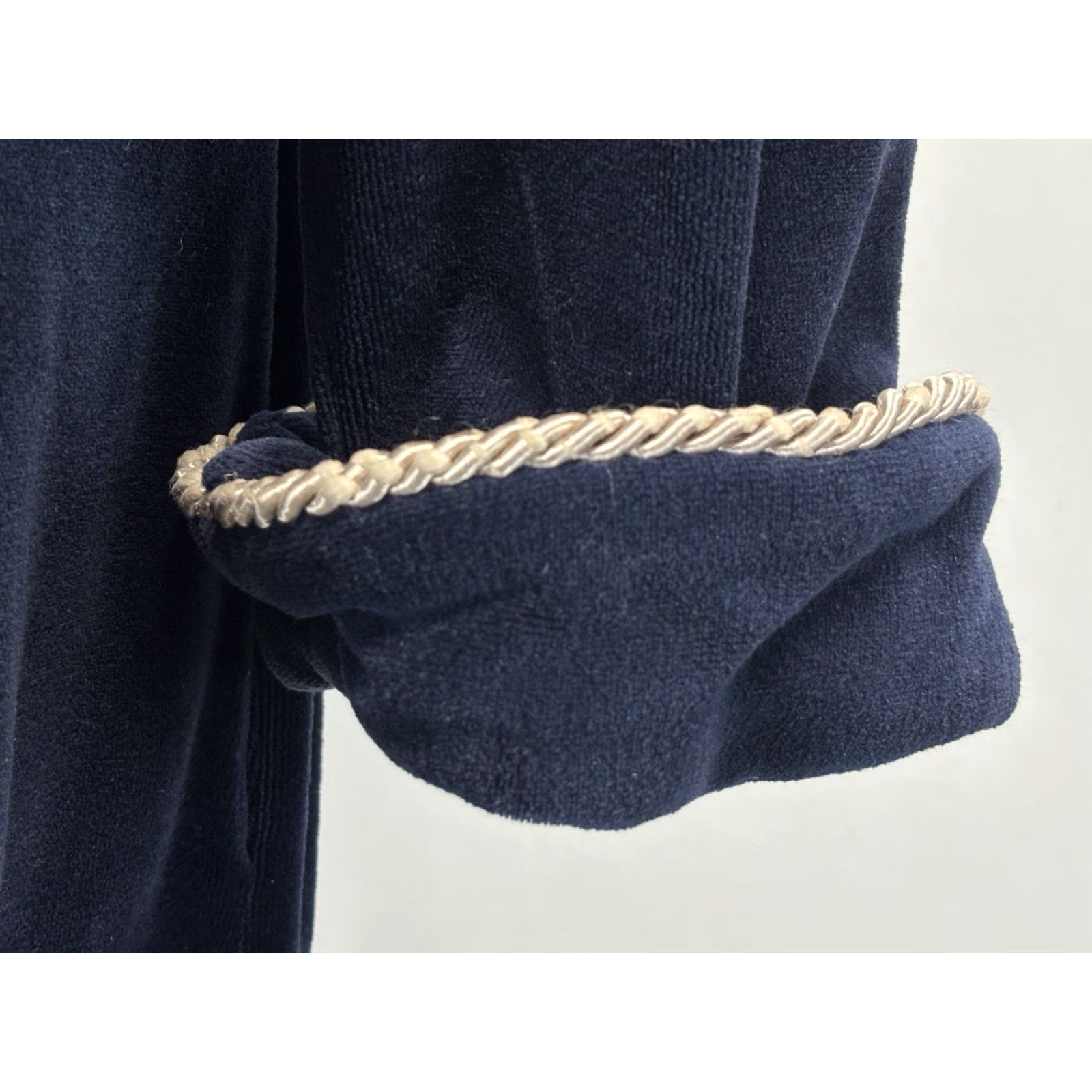 Vintage VINTAGE Diamond Tea Velour Robe 90s Lounge Medium Blue Heavy Corded Trim Womens Size ONE SIZE - 6 Thumbnail
