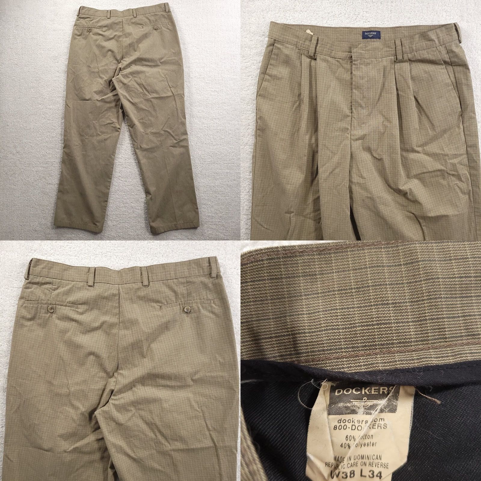 Dockers VINTAGE Dockers Pleated Casual Pants Men’s 38x34 Beige 36x31 Regular Straight 80s 90s Classic Clothes Mens Size US 38 / EU 54 - 8 Thumbnail