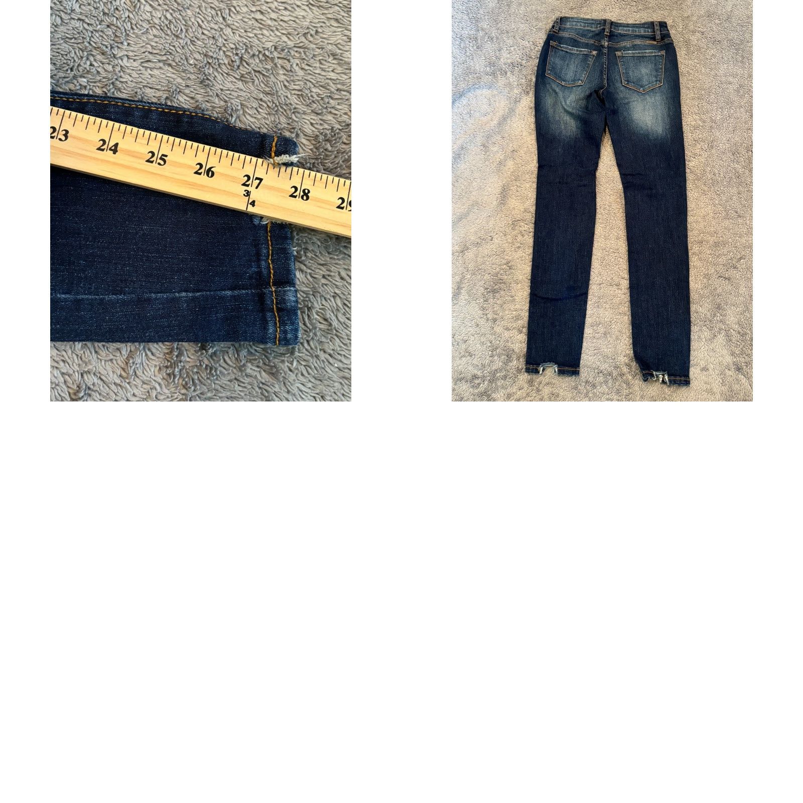 Vintage KanCan Jeans NWT Womens 24/1 Blue Skinny Mid Rise Denim Stretch Frayed Hem Jeans Womens Straight? Size 25" / US 0 / IT 36 - 8 Thumbnail