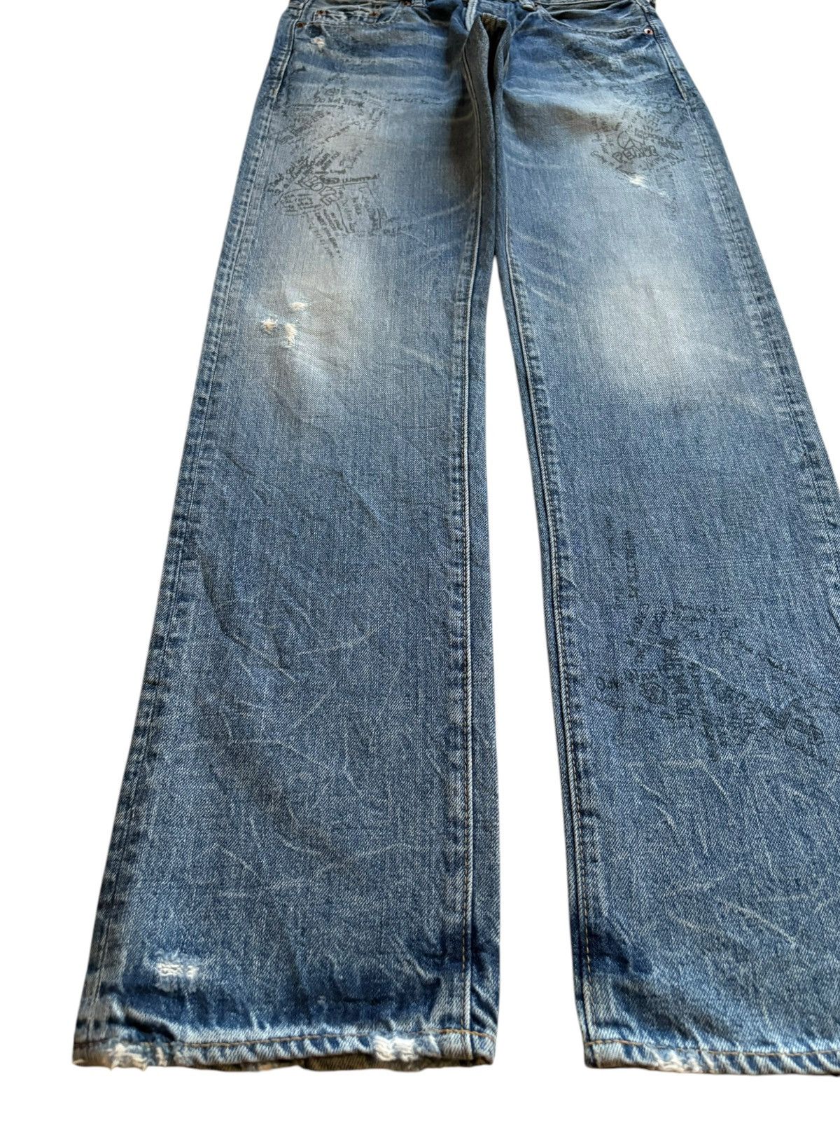 Japanese Brand Vintage Japanese Brand Printed Faded Wash Distressed Jeans Size US 30 / EU 46 - 6 Thumbnail