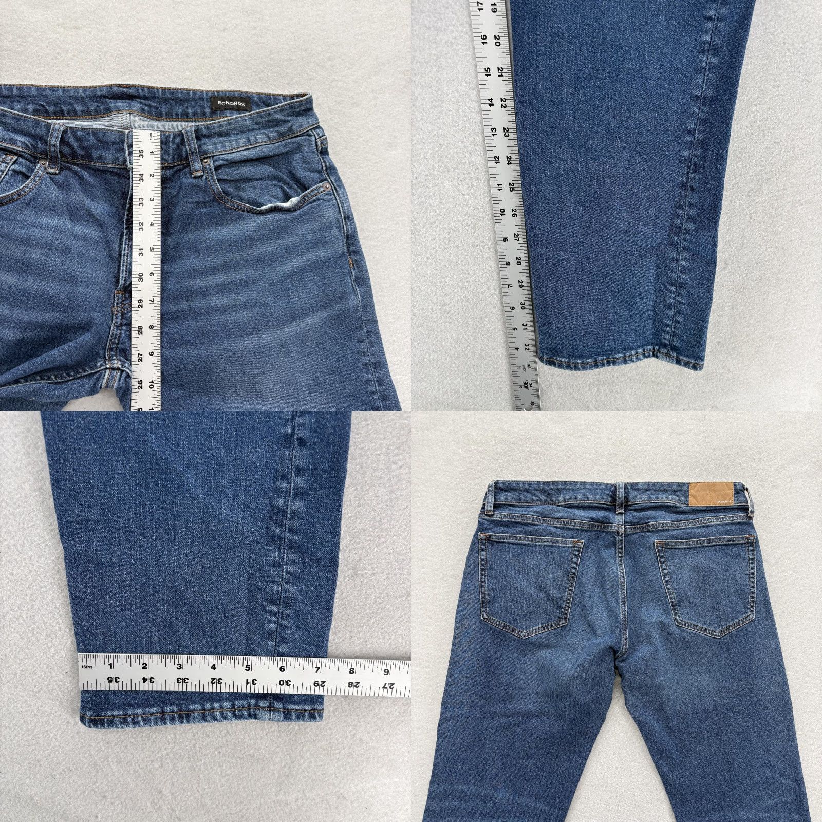 Bonobos Bonobos Jeans Mens 34x34 Blue Medium Wash Slim Straight Stretch Denim Pants Size US 34 / EU 50 - 8 Thumbnail