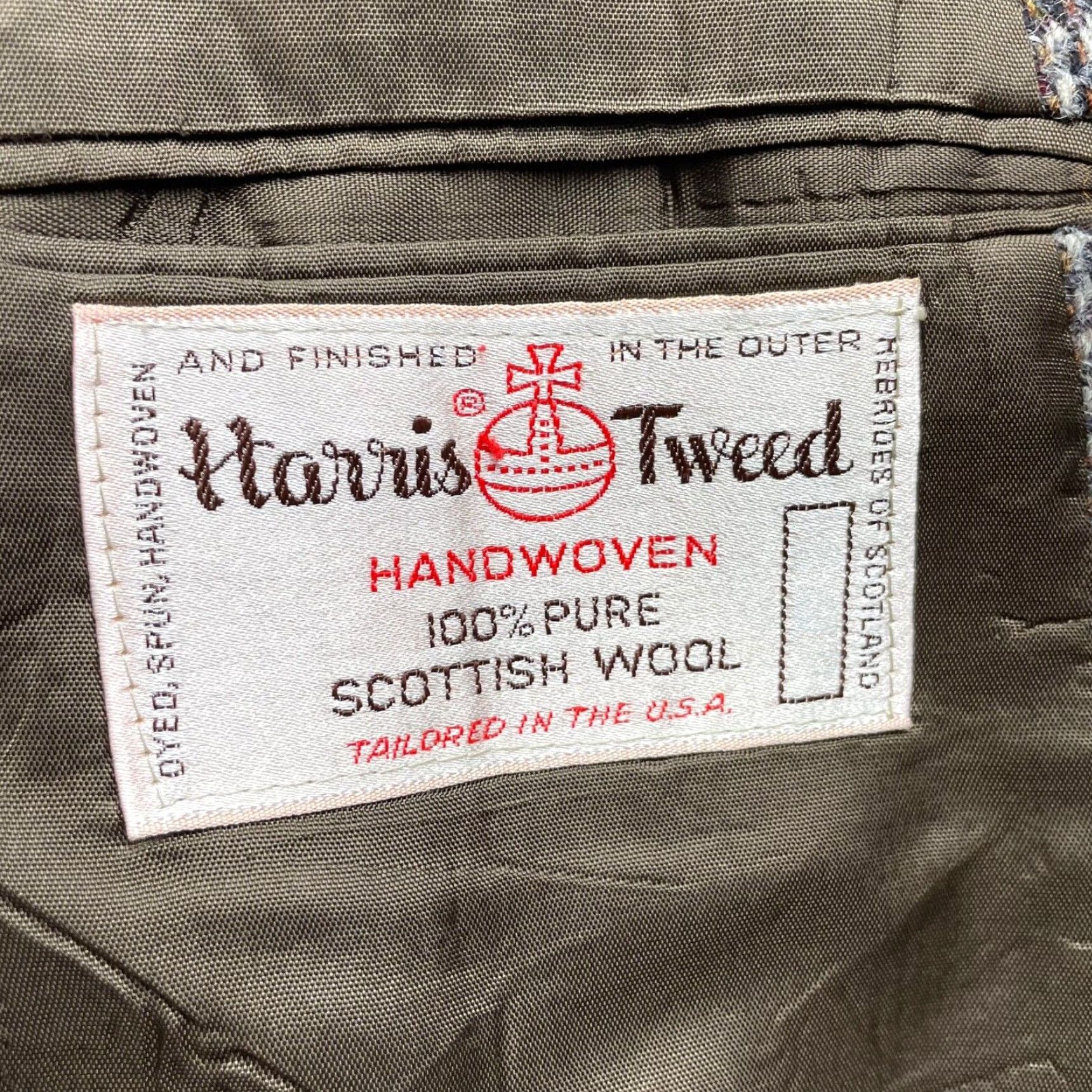Harris Tweed VINTAGE Harris Tweed Men's Blazer Wool 44R Gray Brown 2-Button Leather USA Mens Size 44R - 5 Thumbnail