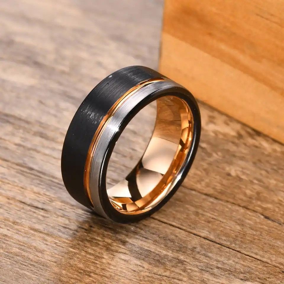 Other Black/Rose Gold Color Tungsten Ring Size ONE SIZE - 1 Thumbnail
