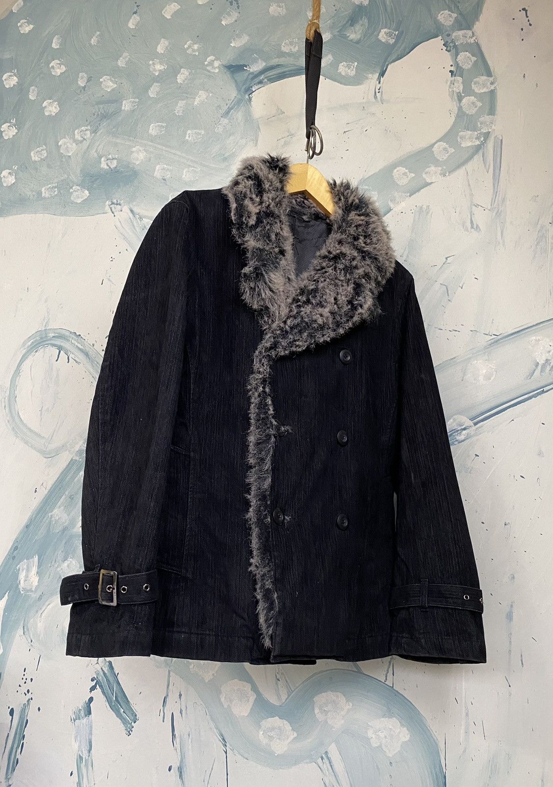 image of Archival Clothing x Avant Garde Louis Chavlon Fur Double Breasted Jacket in Black, Women's (Size Me