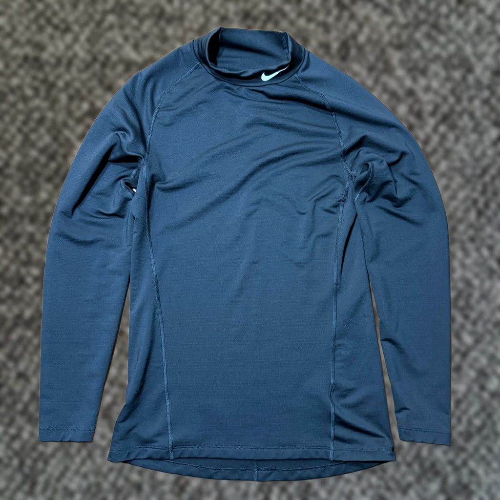Nike Nike PRO Warm Men's Shirt Small Dri-Fit Long Sleeve Crew Mock Neck Fleece Lined Black 34 Chest, 27.5 Length Sports Active Athletic Shirt Mens Size US S / EU 44-46 / 1 - 1 Thumbnail
