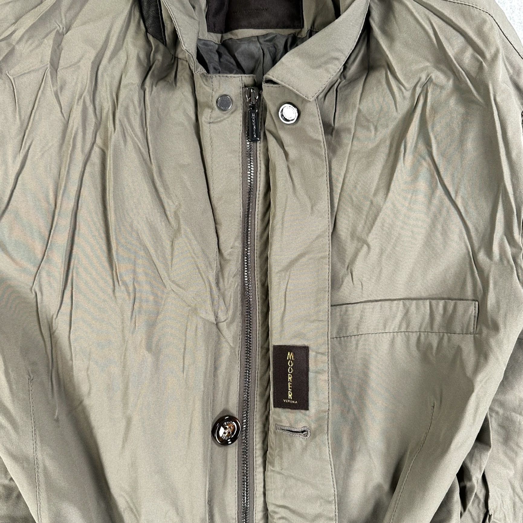 MooRER MooRER Field Jacket Mens XL 58 Green Polyester Full Zip Lined Coat, Button, Solid, Bomber Style, Business Casual Travel, Men, 58, Green, Regular Size US XXL / EU 58 / 5 - 5 Thumbnail