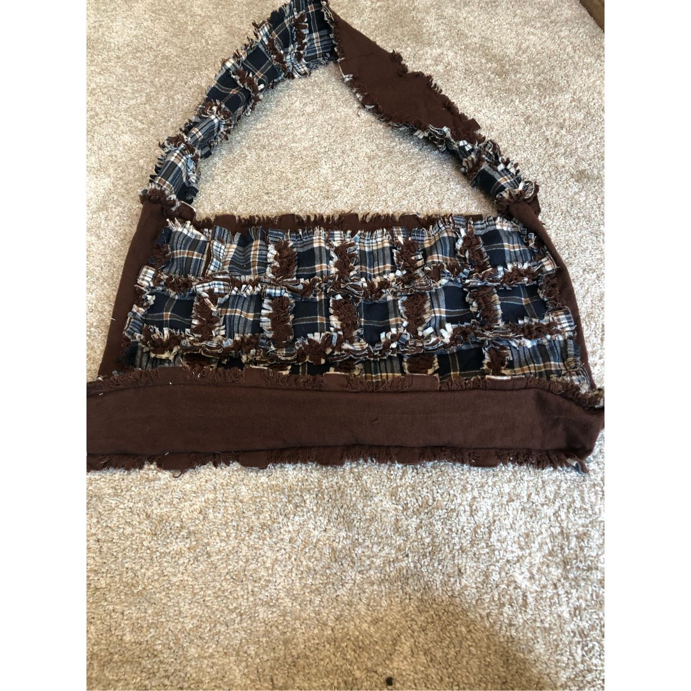 Other Women’s Blue and Brown Plaid Patchwork Shoulder Bag Size ONE SIZE - 6 Thumbnail