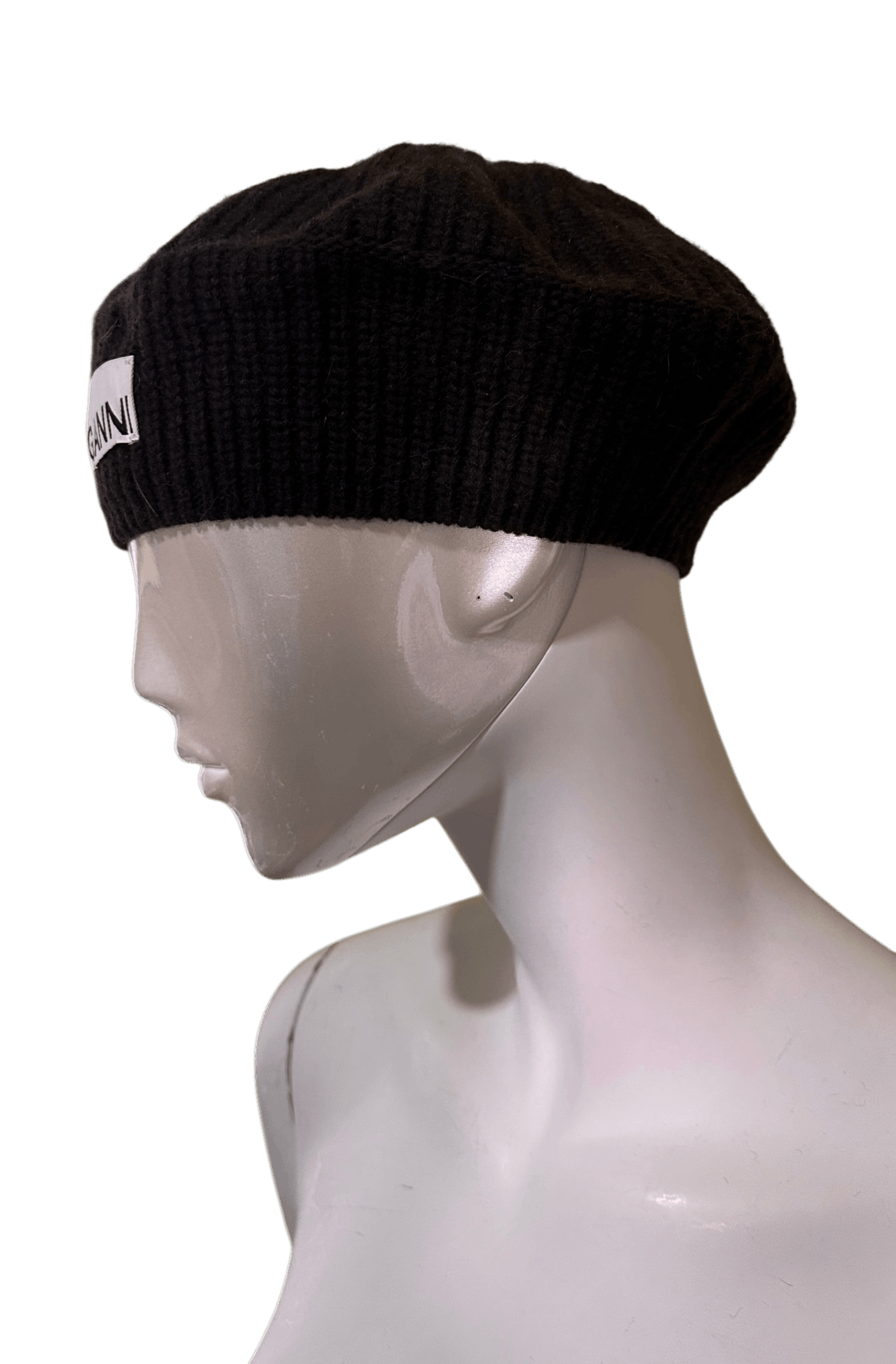 Ganni Structured Rib Wool Beret Dark Brown Size ONE SIZE - 2 Thumbnail