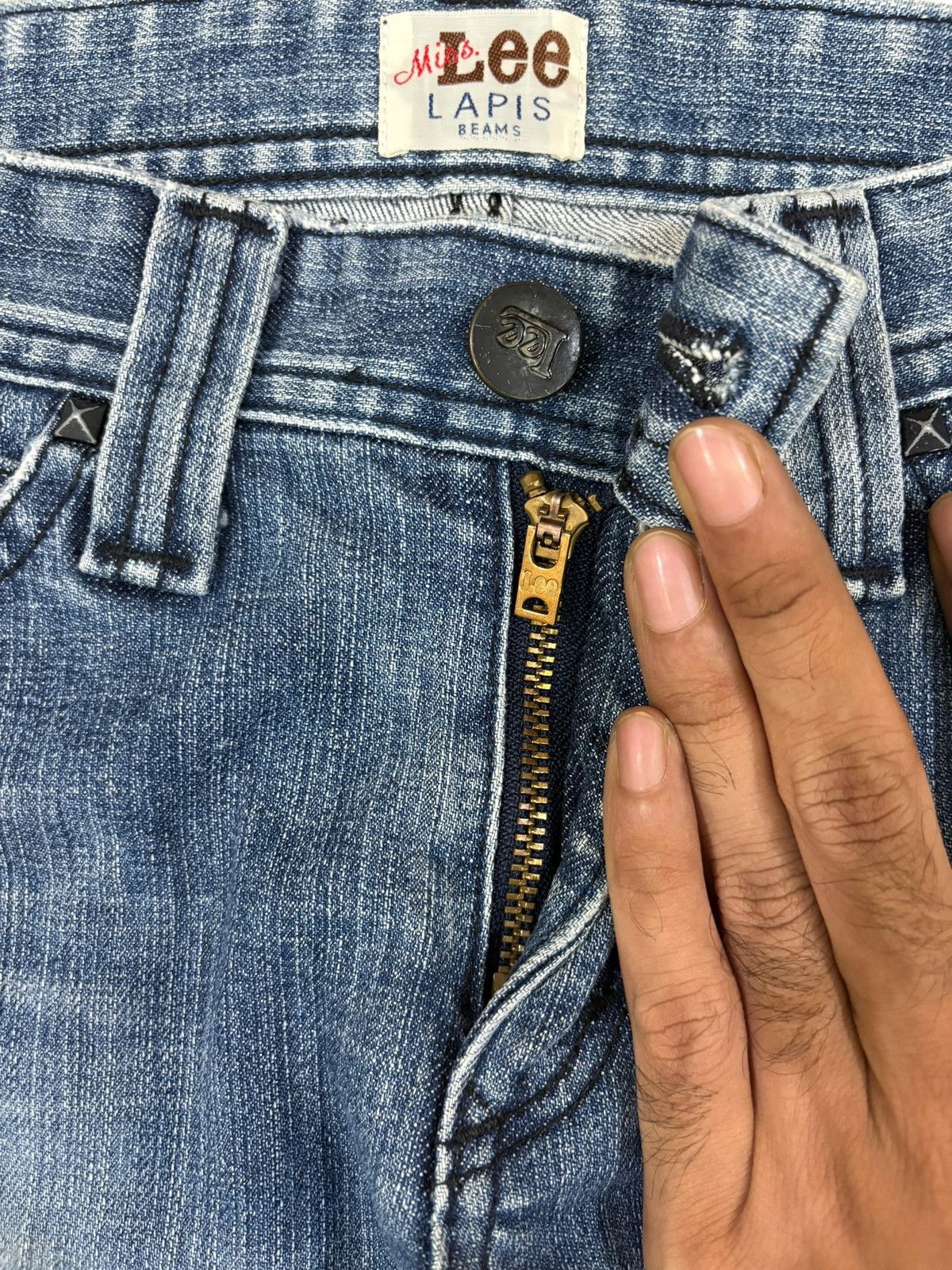 Lee Vintage Lee Lapis Selvedge Distressed Jeans Size US 27 - 4 Thumbnail