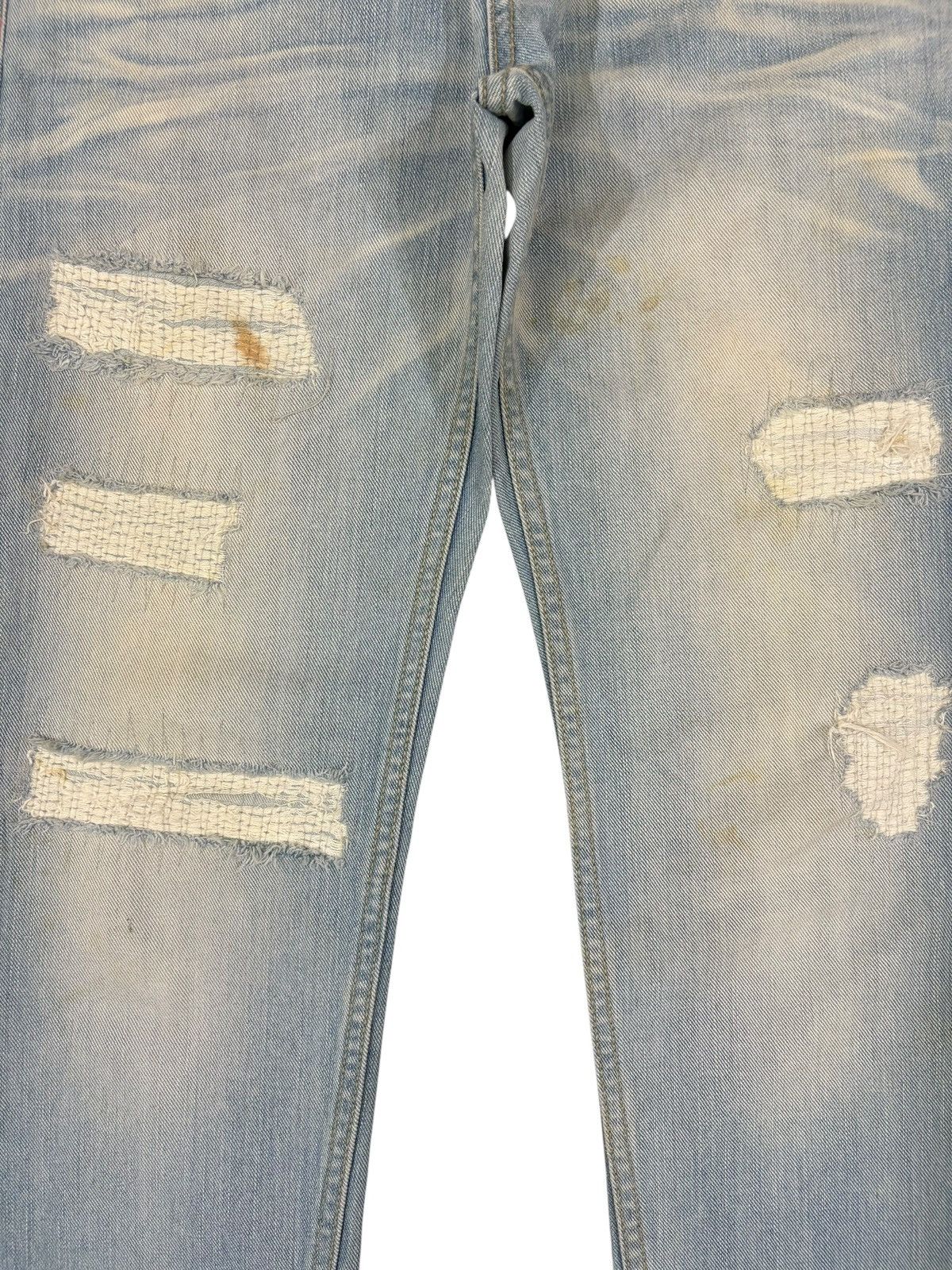 Japanese Brand Vintage Japanese Sashiko Distressed Spiral Leg Flare Jeans Size US 30 / EU 46 - 5 Thumbnail