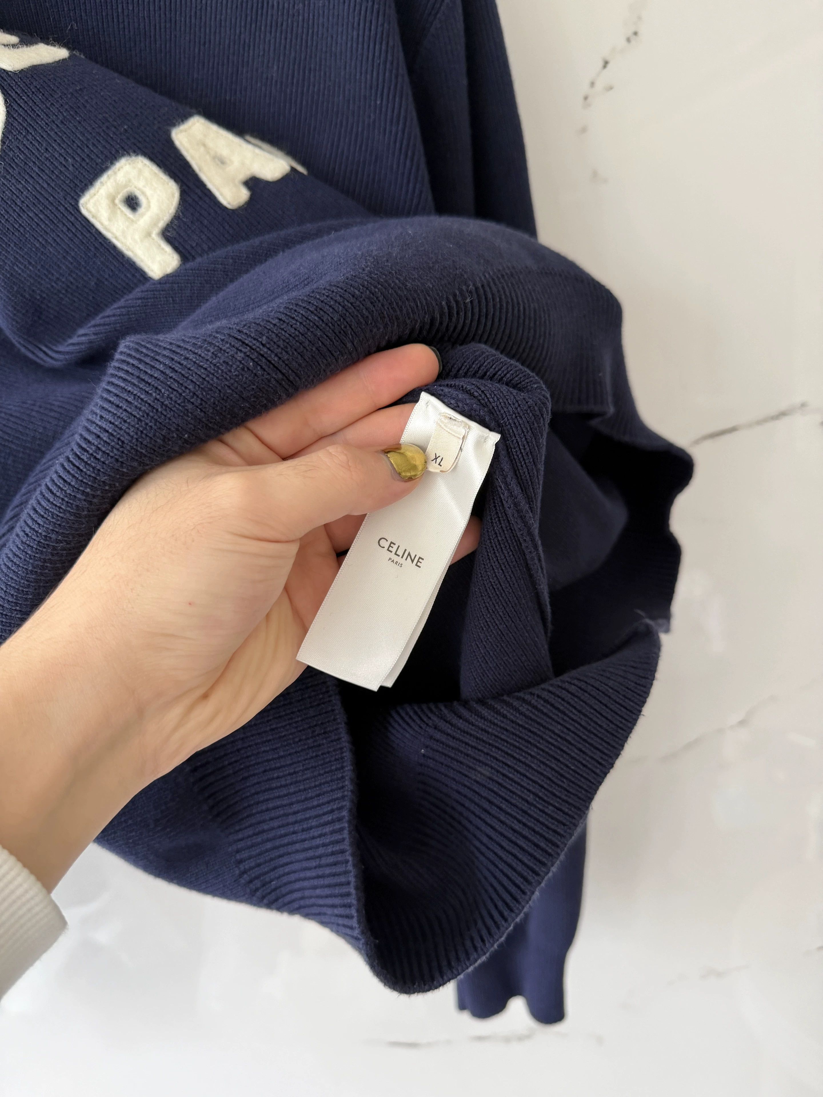 Celine Celine blue logo sweater Size XL / US 12-14 / IT 48-50 - 3 Thumbnail