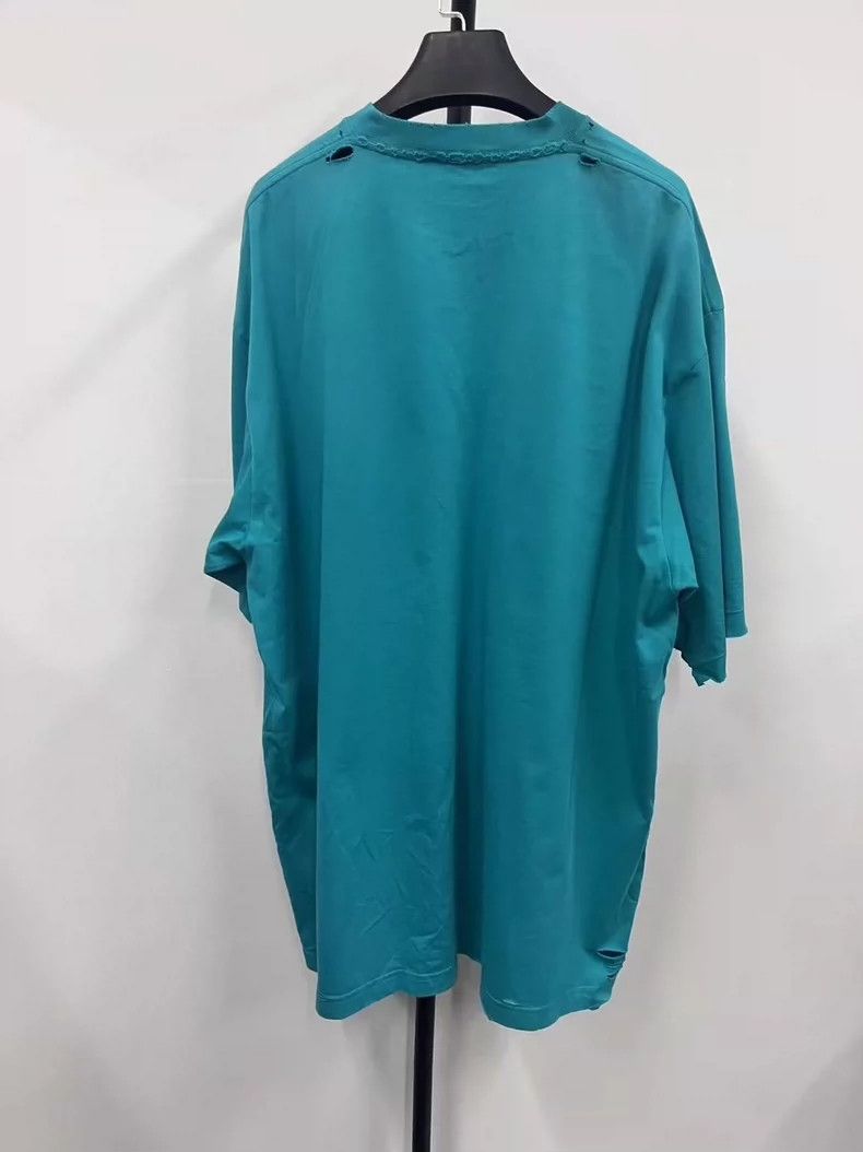 Balenciaga Balenciaga Mosaic Blur Logo Loose Ripped Old Short Sleeve Size US S / EU 44-46 / 1 - 2 Thumbnail