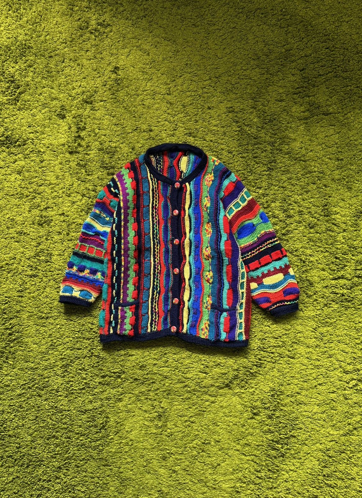 Coogi Vintage Coloured Cable Knit coogi style cardigan sweater Size S / US 4 / IT 40 - 1 Thumbnail