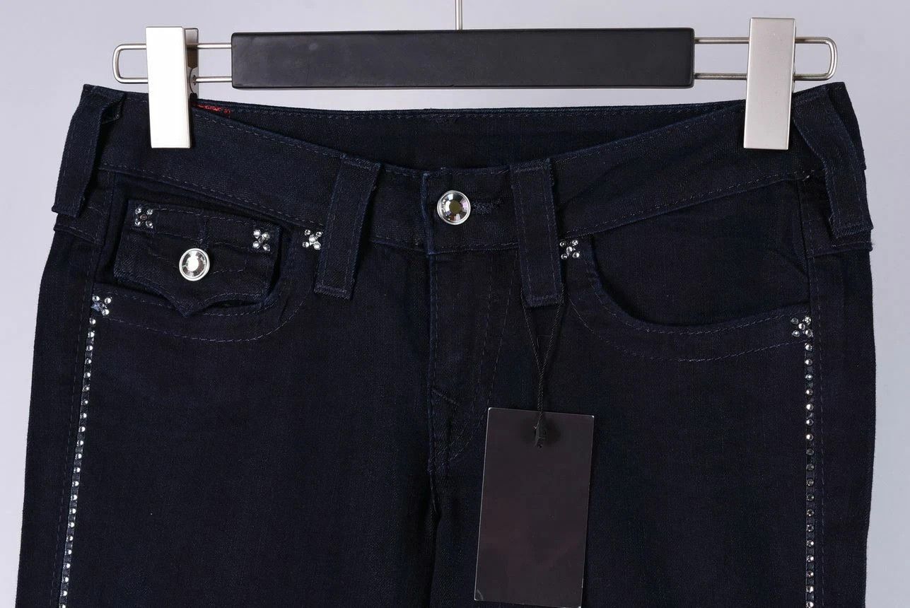 True Religion Women's True Religion Disco Billy Rhinestone Dark Blue Jeans Size 30" / US 8 / IT 44 - 2 Thumbnail