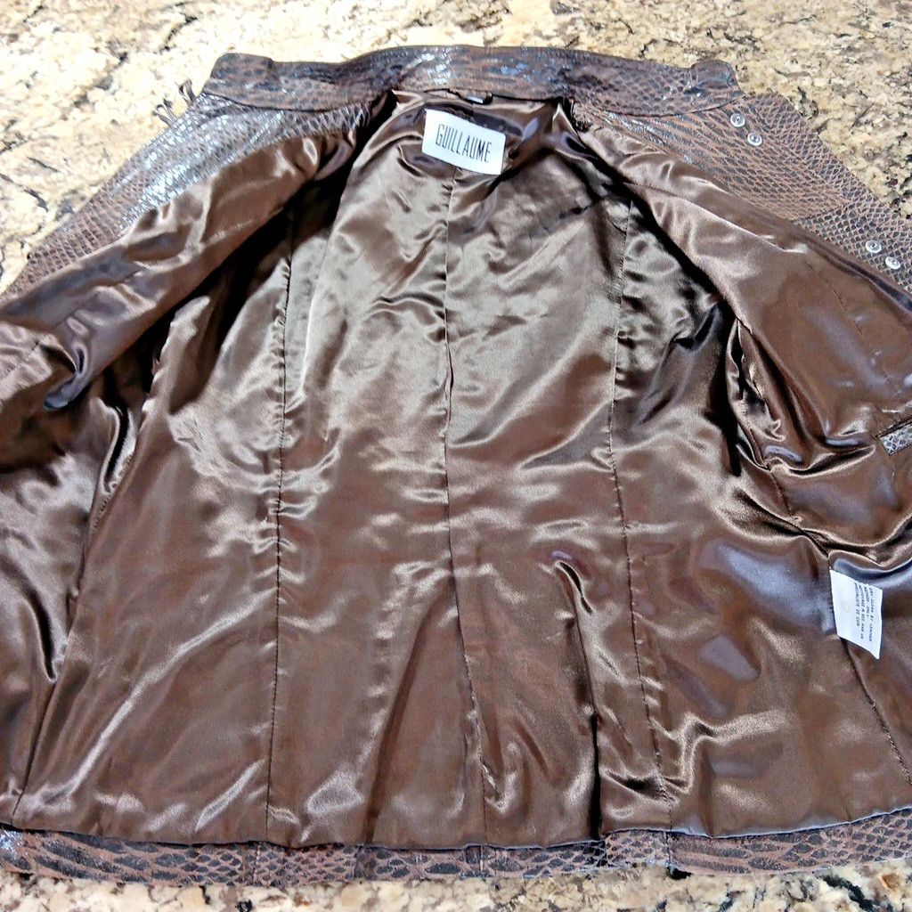 Other Guillaume Womens Leather Jacket In Rare Snake Print Design Size M / US 6-8 / IT 42-44 - 13 Thumbnail
