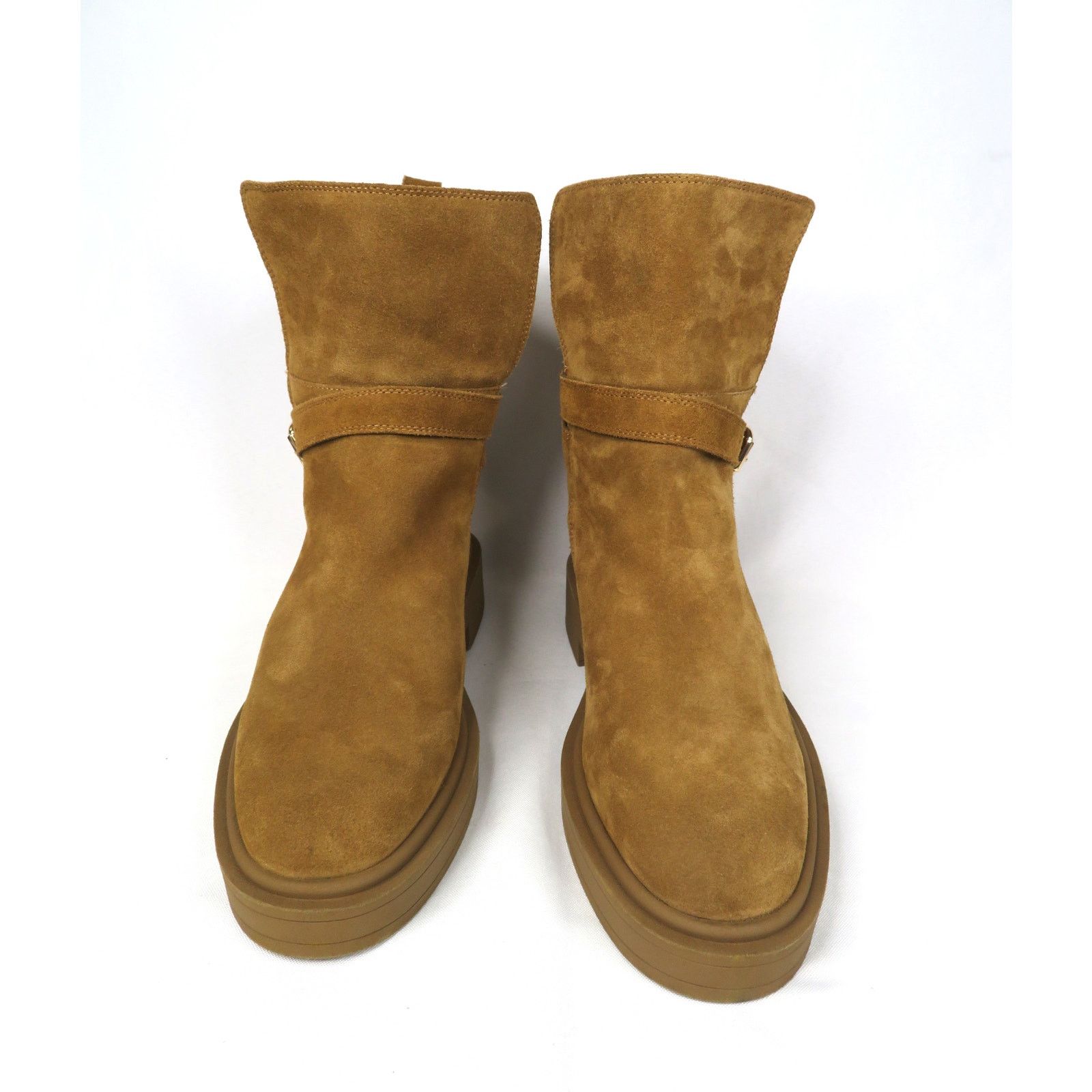 Zara ZARAan Genuine Suede Harness Ankle Boots Faux Fur Lining Size US 9 / IT 39 - 2 Thumbnail