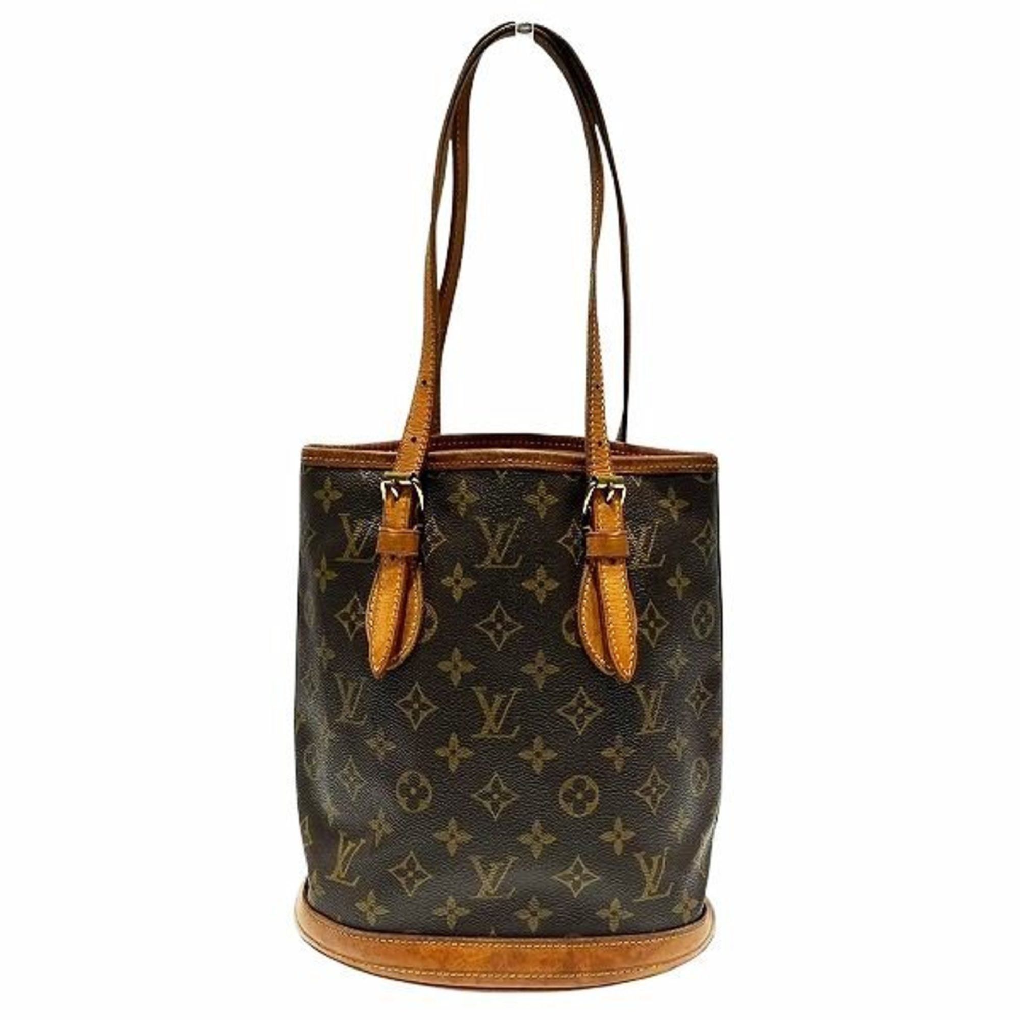 Louis Vuitton Monogram Petit Bucket M42238 Bag Tote Shoulder Women's in Brown