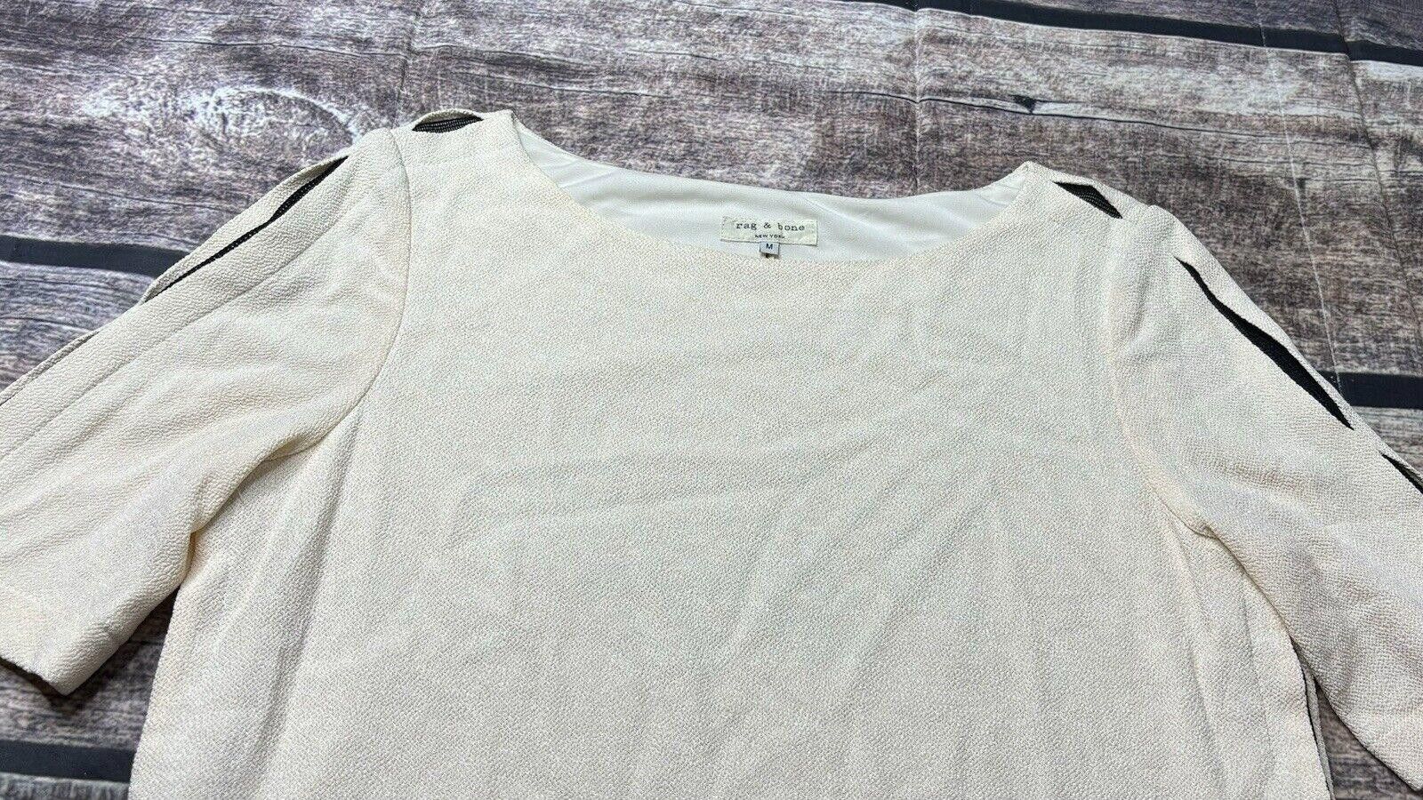 Rag & Bone Rag & Bone Blouse Top Women's Medium Ivory Net Slit USA Size M / US 6-8 / IT 42-44 - 4 Thumbnail